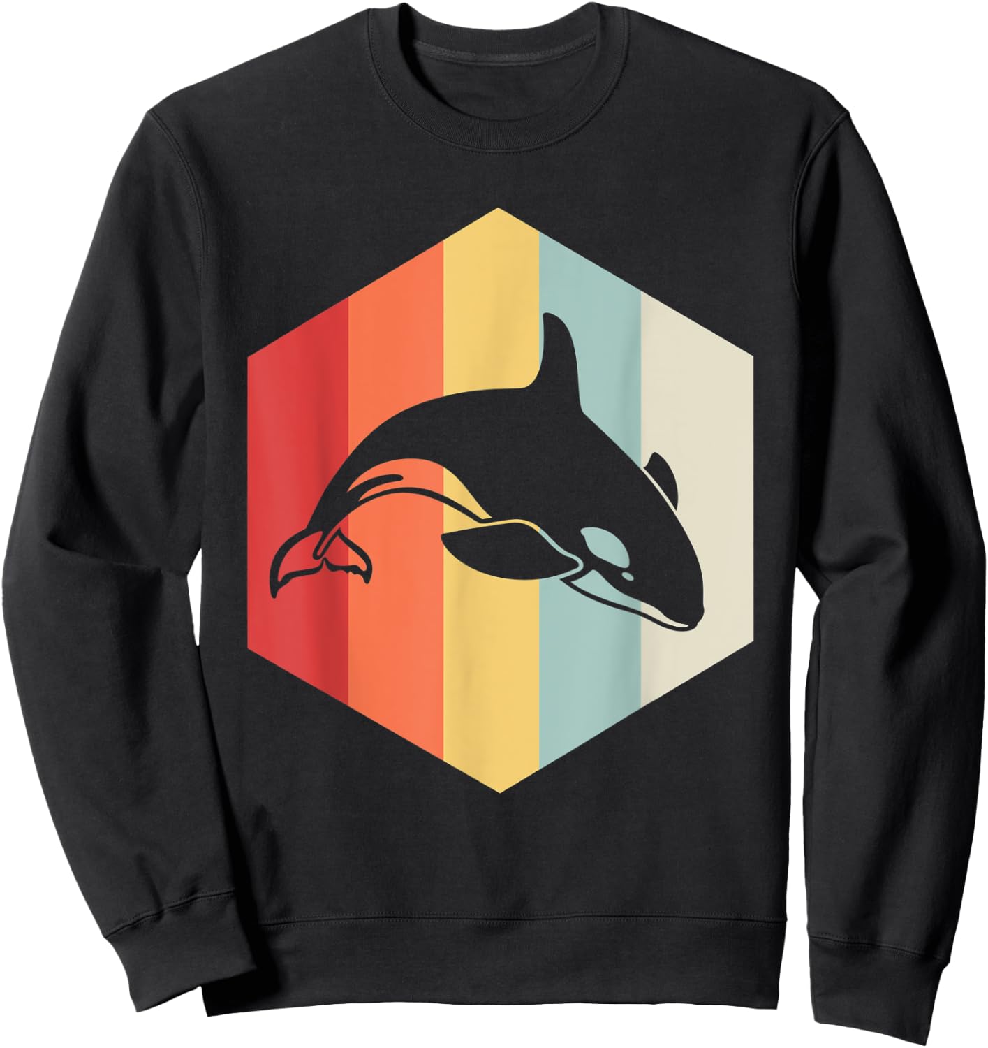 Retro Orca Animal Vintage Killer Whale Sweatshirt - Sweatshirt | Black