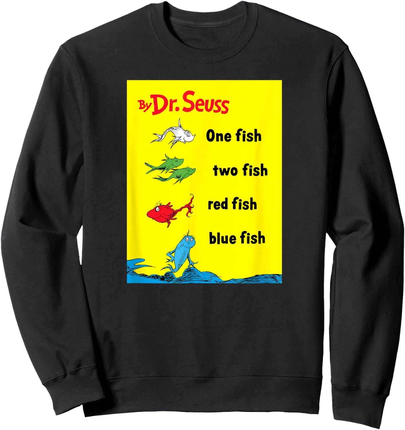 Dr. Seuss One Fish Two Fish Book Cover Sweatshirt - Sweatshirt | Black