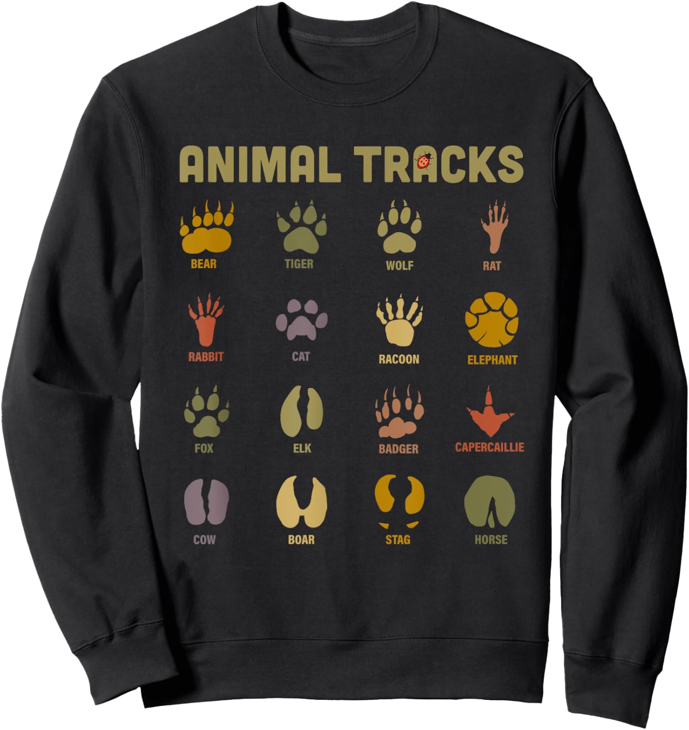 Children's Kids Wild Animal Tracks Childrens Learning Design Sweatshirt - Sweatshirt | Black