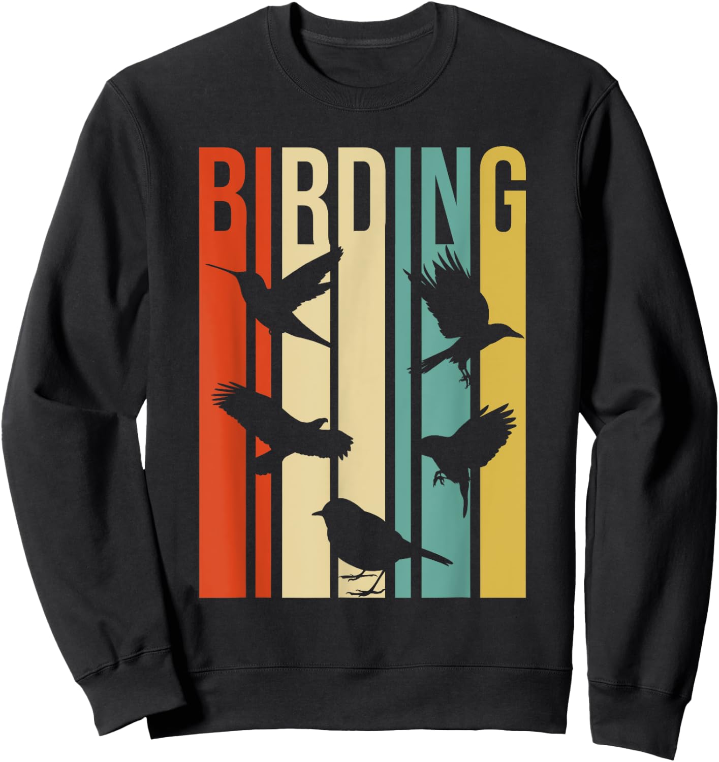 Vintage Style Birding For Birders With Birds Sweatshirt - Sweatshirt | Black
