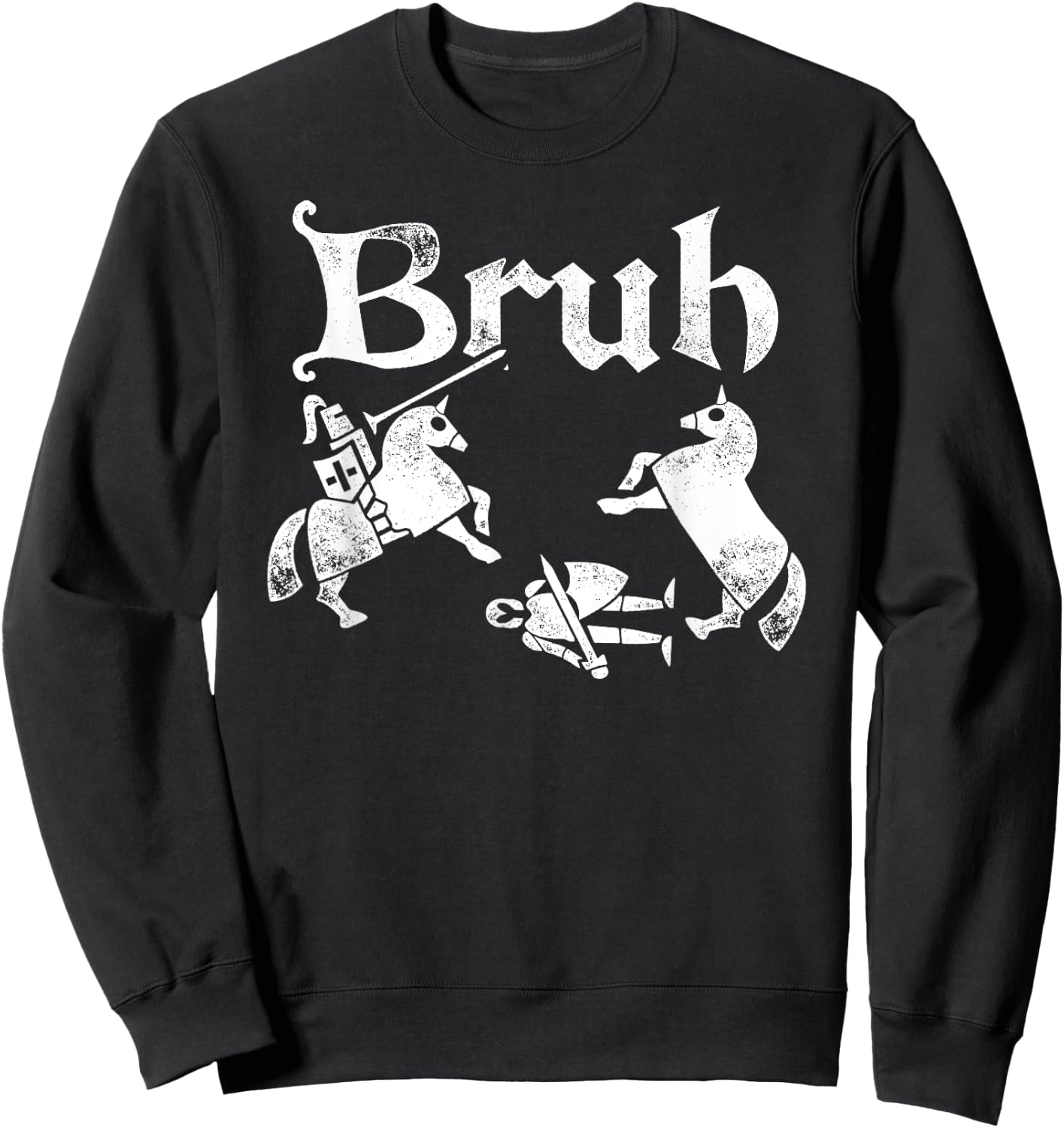 Funny Renfaire Bruh Knight Silhouette Jousting Sweatshirt - Sweatshirt | Black