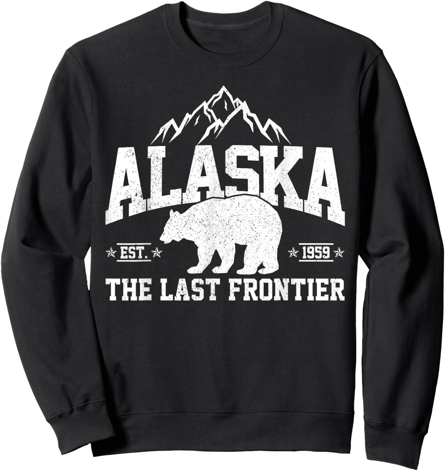 Alaska The Last Frontier EST 1959 Grizzly Bear Mountains Sweatshirt - Sweatshirt | Black