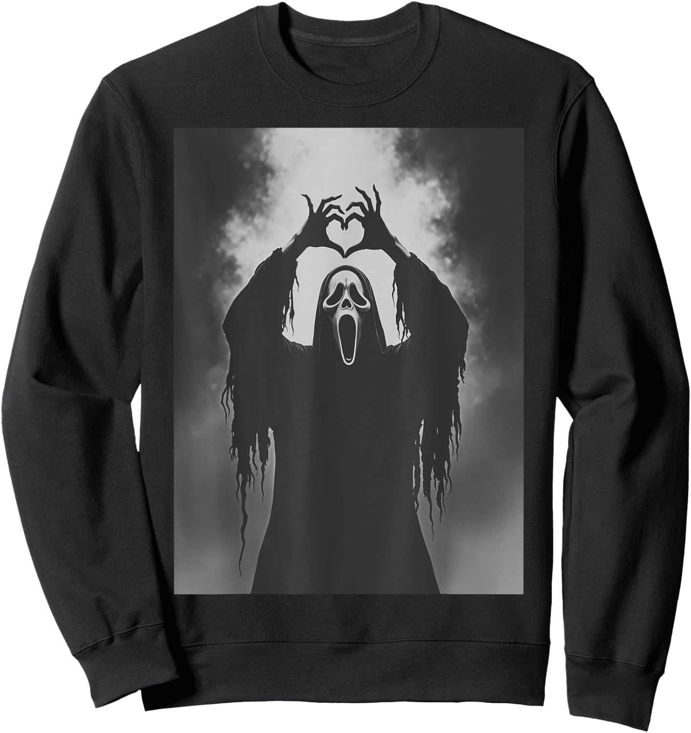 Ghost Heart Hands Scary Face Horror Poster Halloween Sweatshirt - Sweatshirt | Black