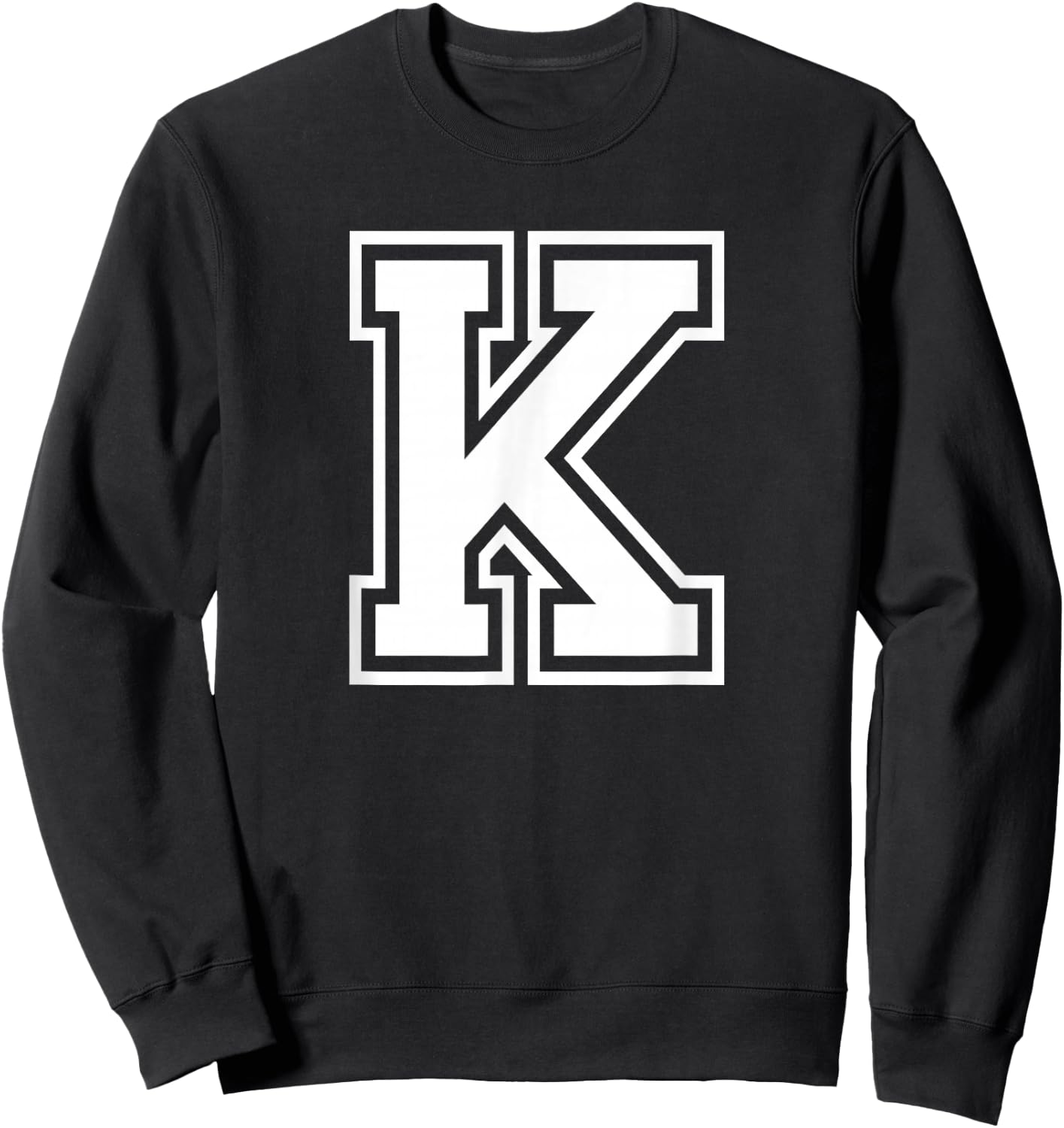 Letter K Name Initial Varsity Alphabet Monogram Sweatshirt - Sweatshirt | Black