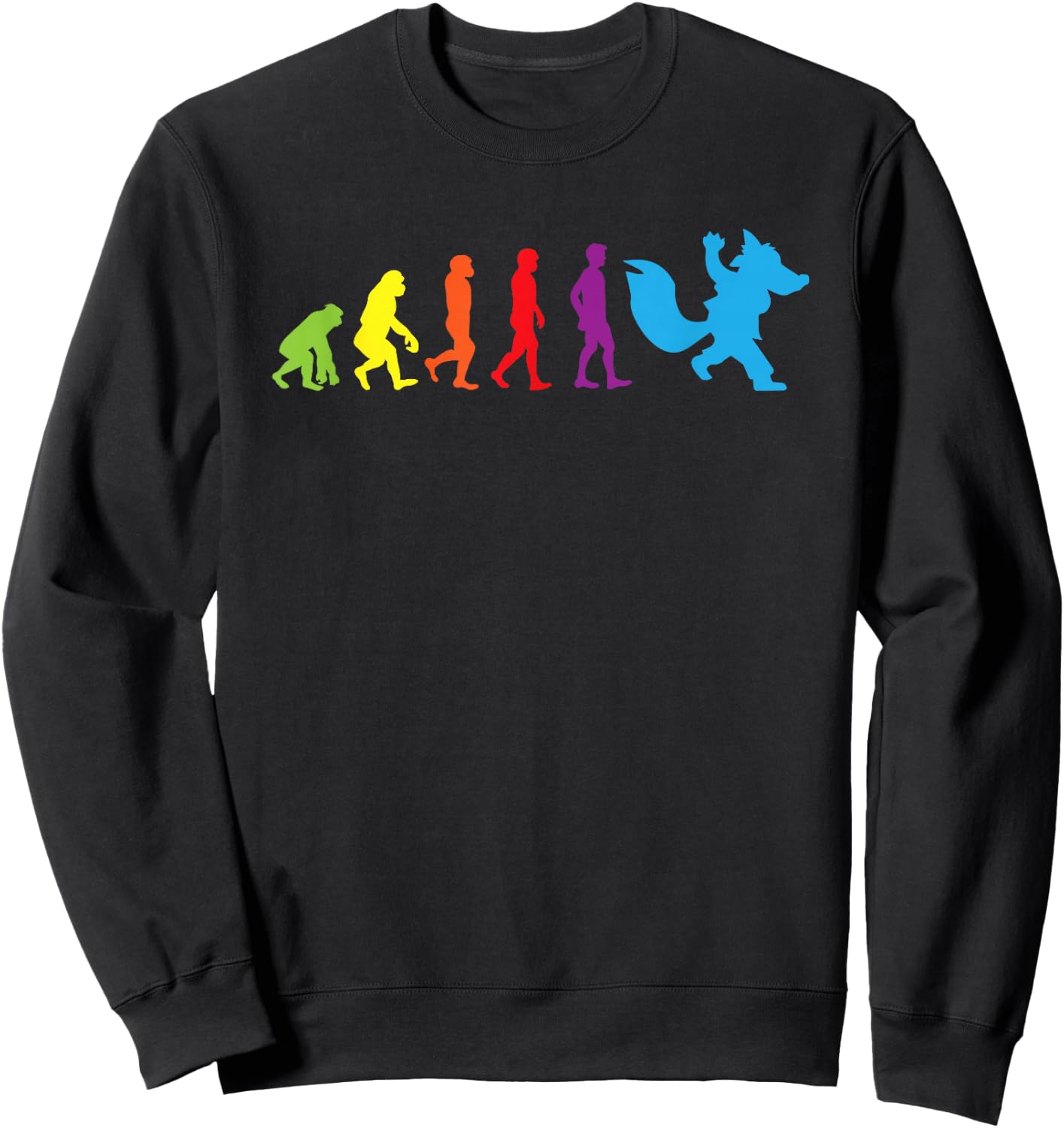 Furry Shirt Human Evolution Fursona Women Men Kids Shirts Sweatshirt - Sweatshirt | Black