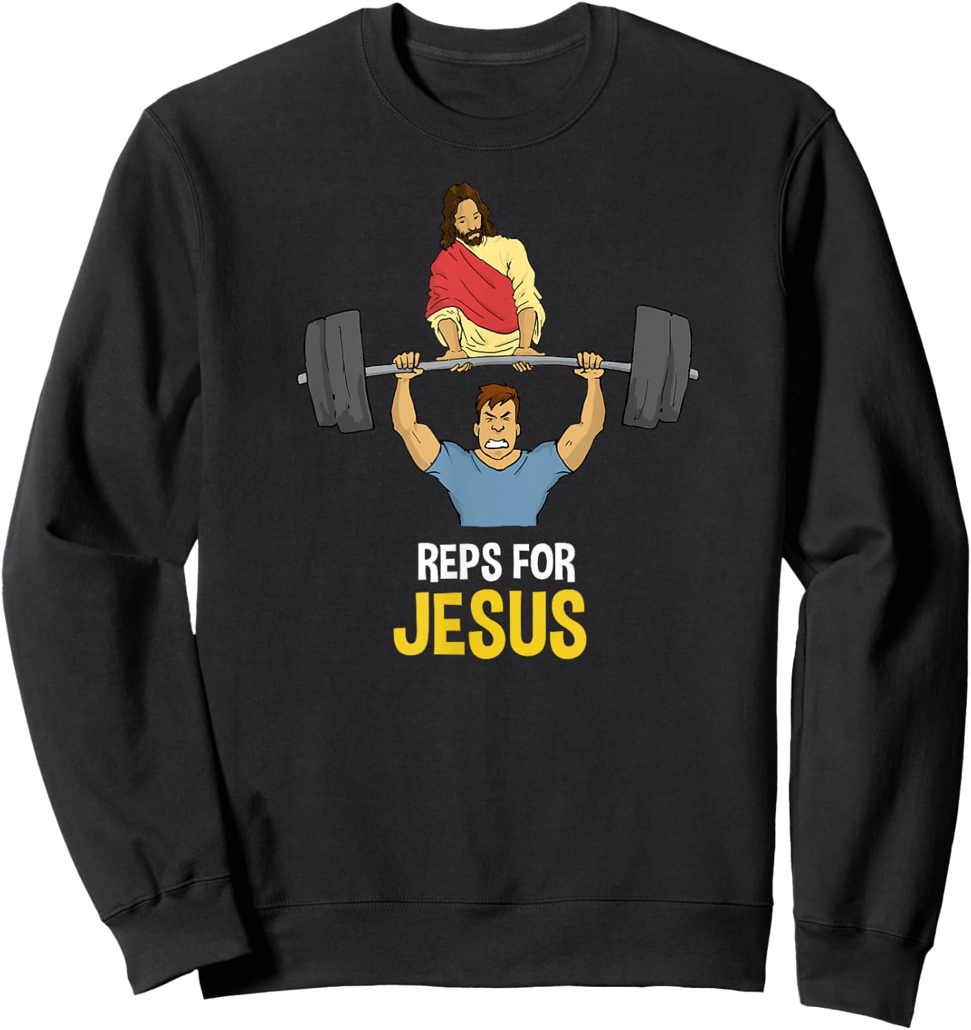 Clever Sloth: Reps For Jesus Weightlifting Gym Workout Sweatshirt - Sweatshirt | Black