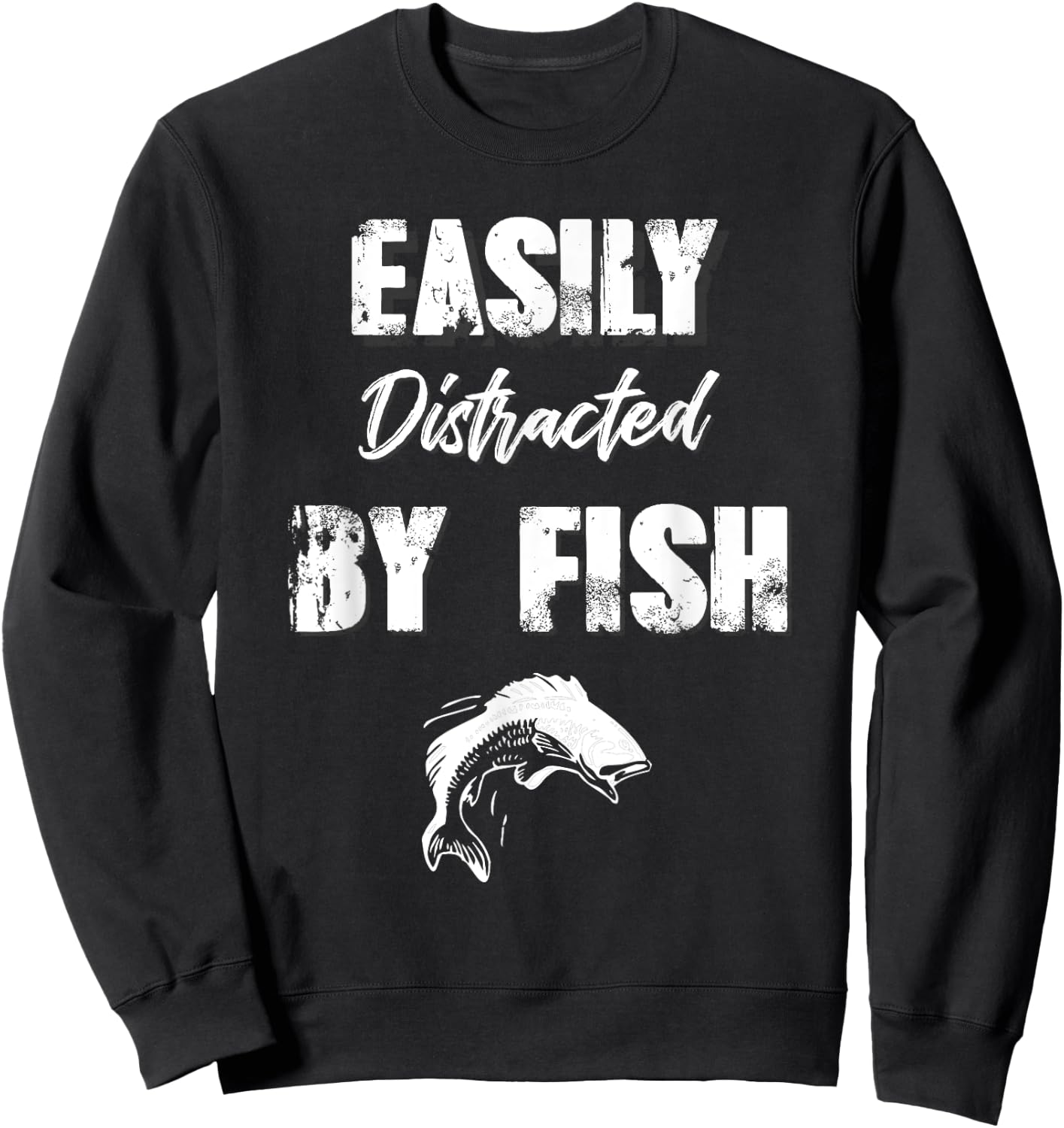 Easily Distracted By Fish Kids Fishing Gift Sweatshirt - Sweatshirt | Black