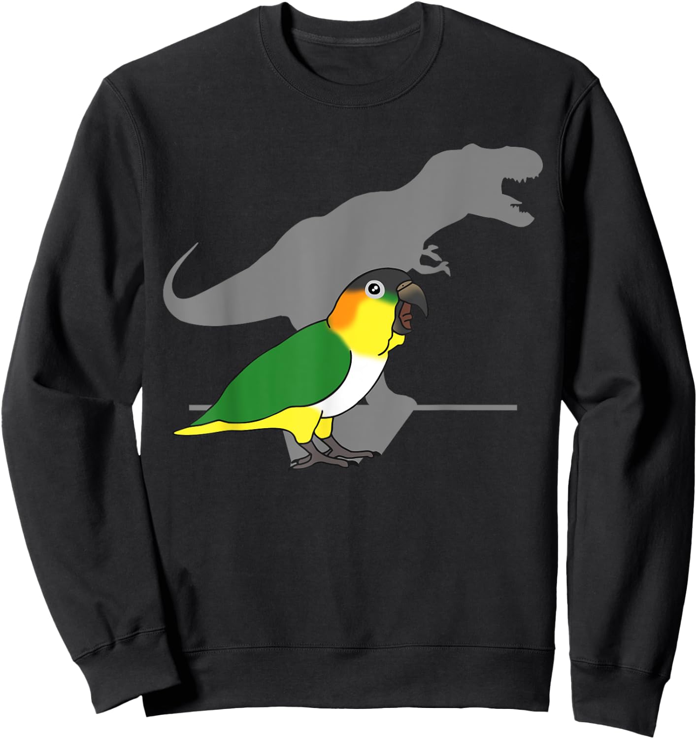 Funny Dinosaur Parrot, Birb memes, Black headed caique T-rex Sweatshirt - Sweatshirt | Black