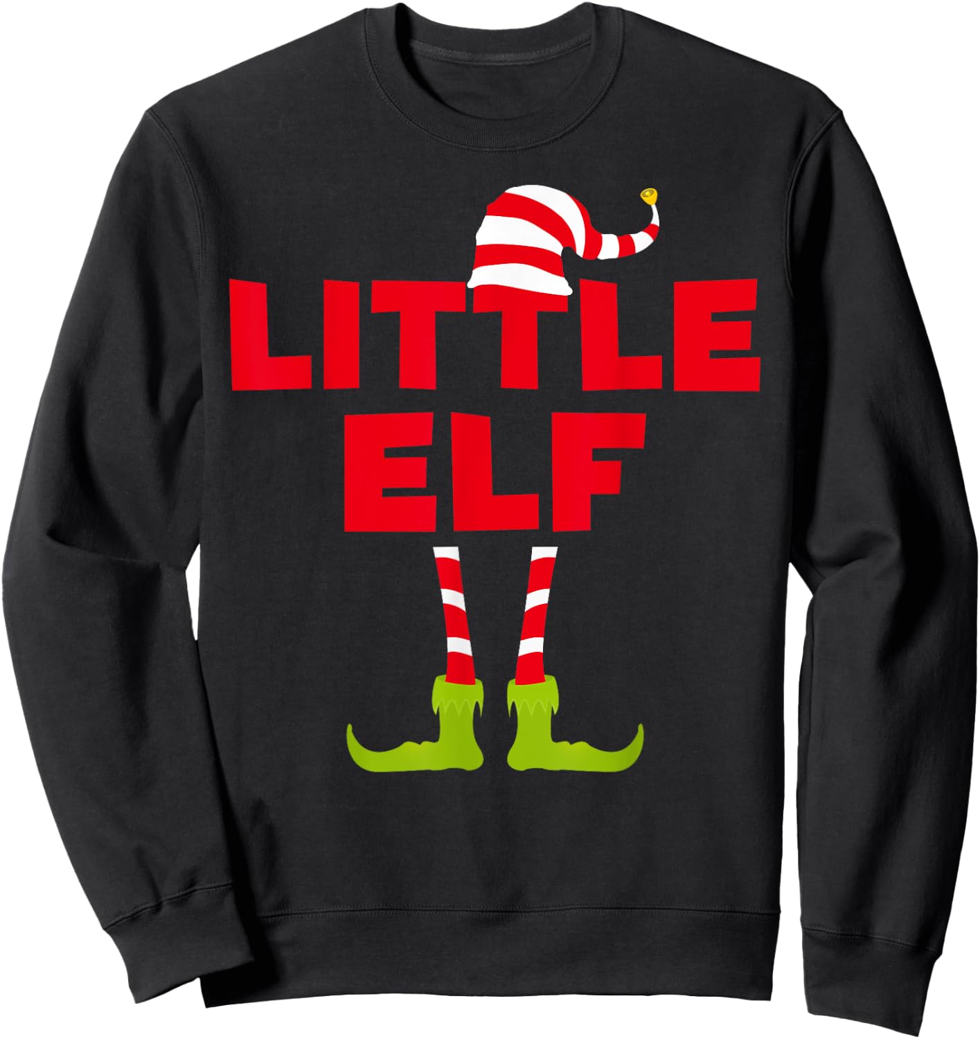 Little Elf Funny Matching Christmas Elf Shirt Sweatshirt - Sweatshirt | Black