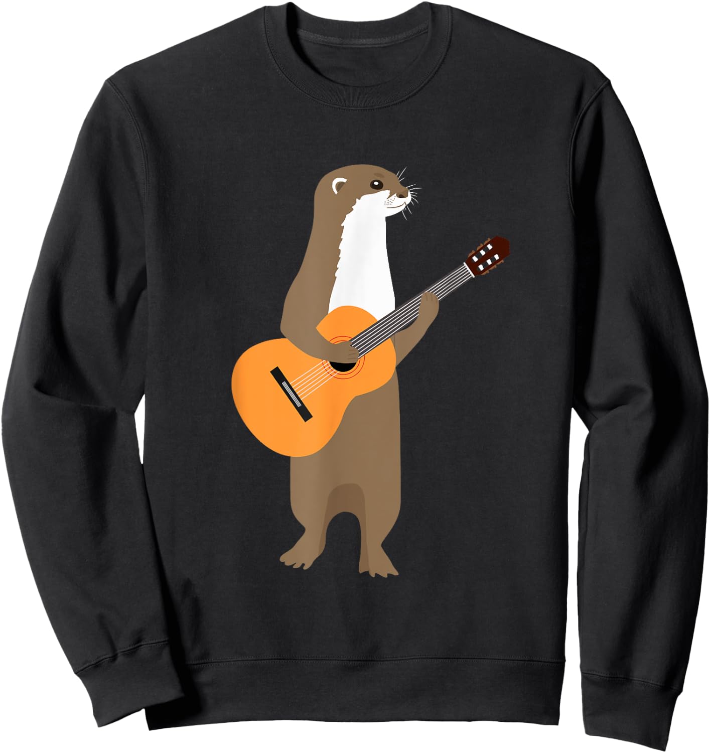 Guitar Otter Shirt Animal Kids Guitarist Gift Men Art Outfit Sweatshirt - Sweatshirt | Black