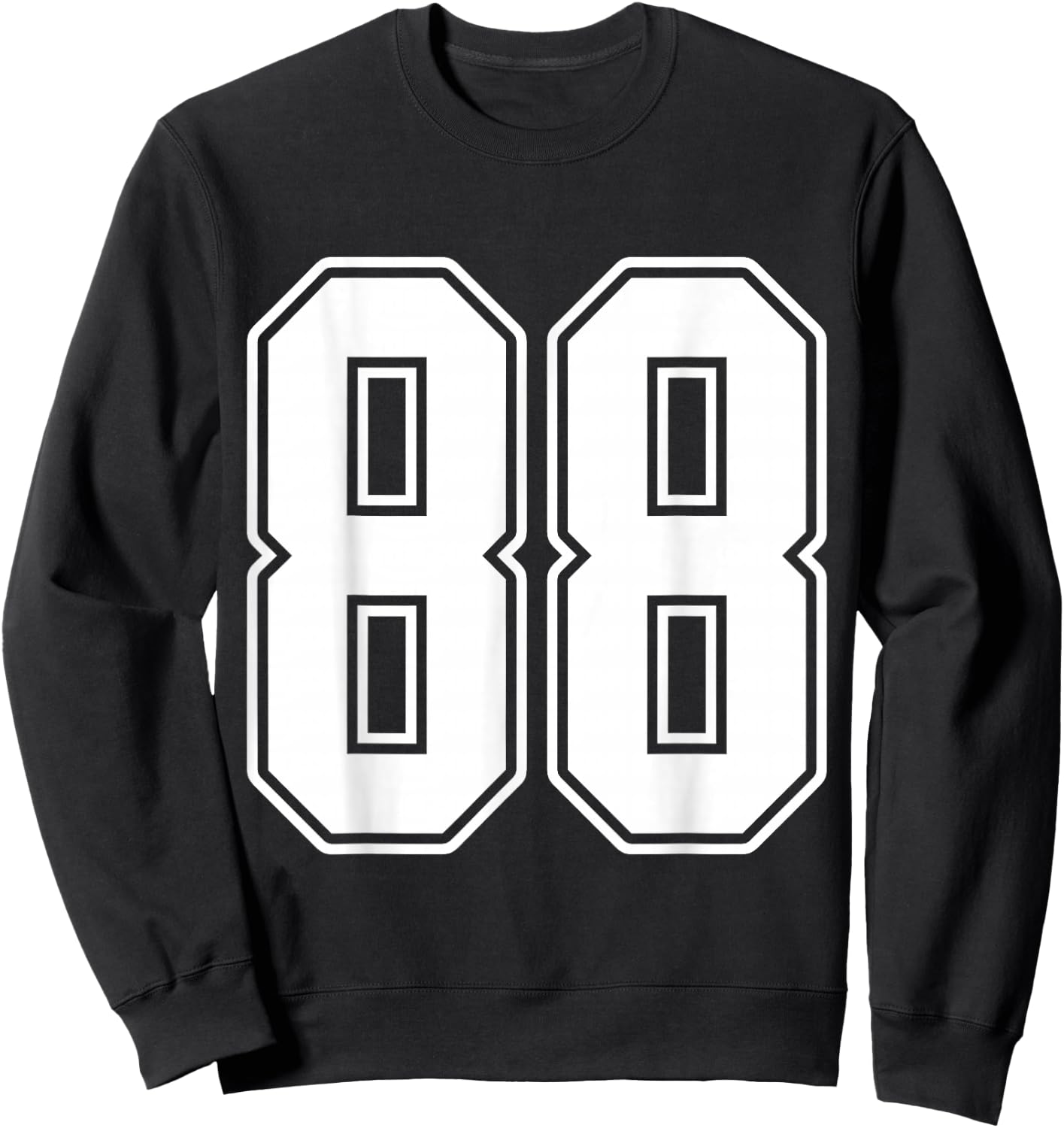 #88 White Outline Number 88 Sports Fan Jersey Style Sweatshirt - Sweatshirt | Black