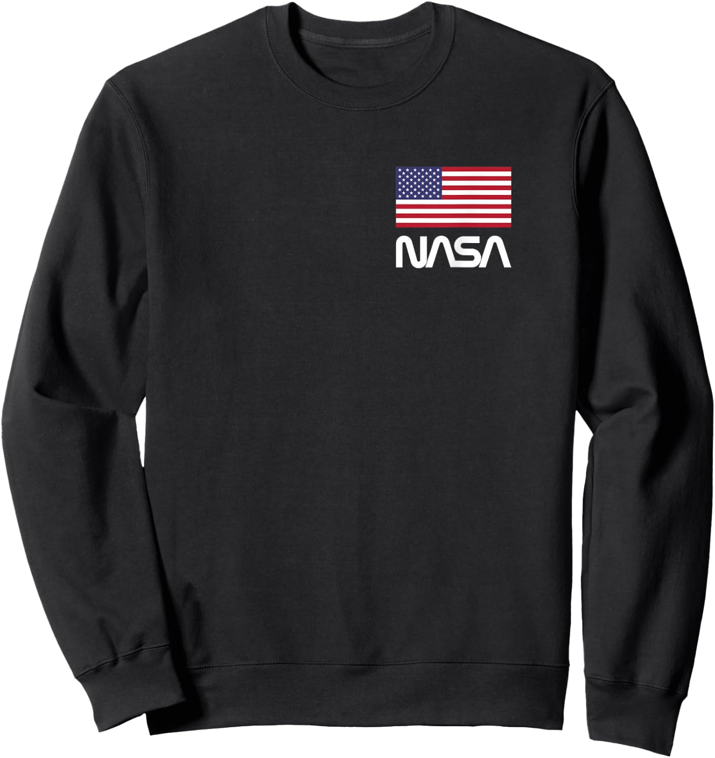 NASA Retro Logo T Shirt with American Flag Sweatshirt - Sweatshirt | Black