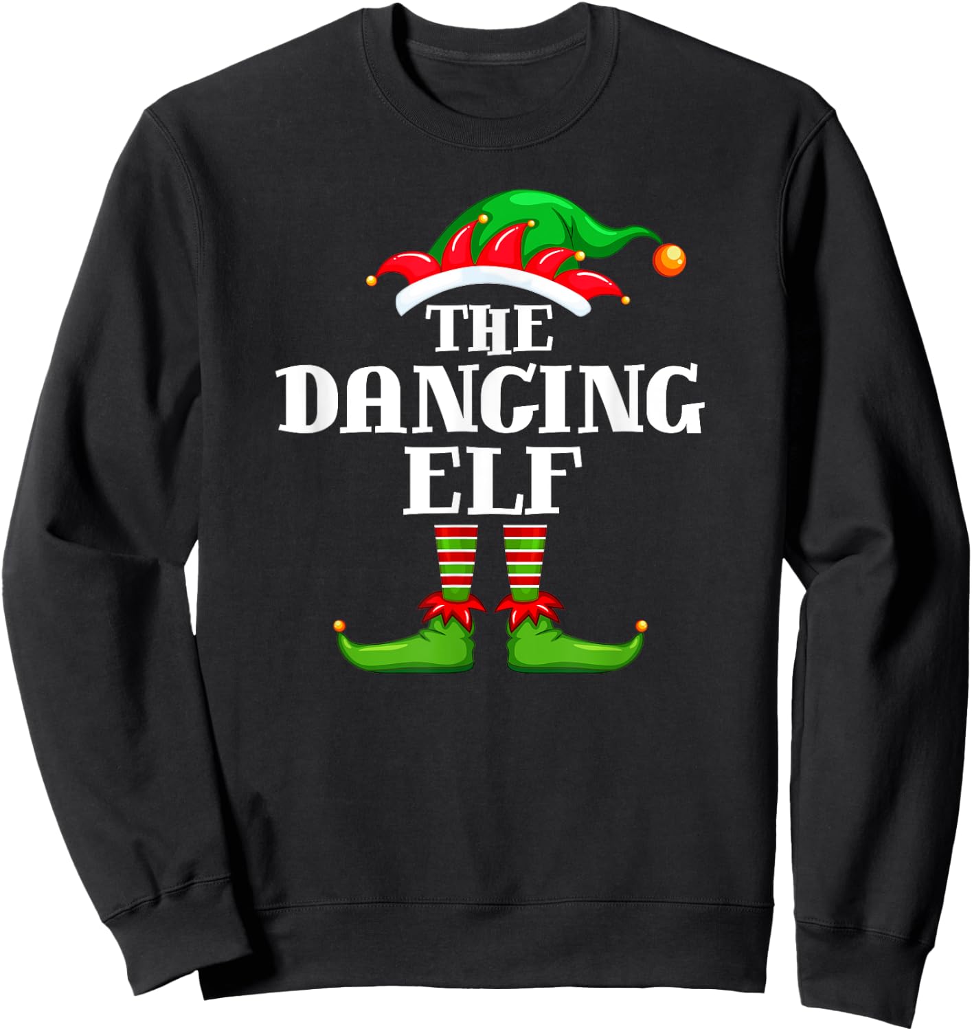 Dancing Elf Matching Family Group Christmas Party Pyjamas Sweatshirt - Sweatshirt | Black