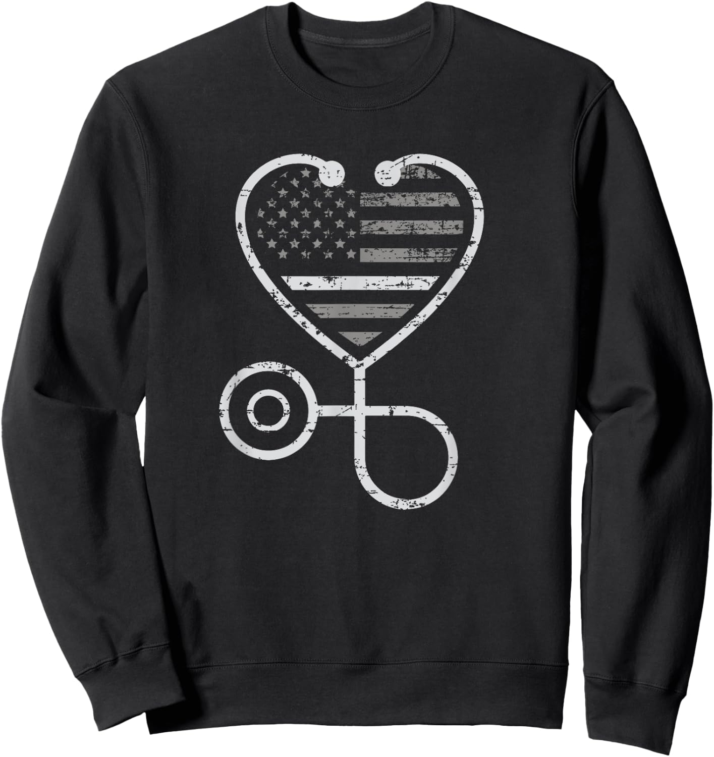 Corrections Nurse Thin Grey Line Heart Flag Sweatshirt - Sweatshirt | Black