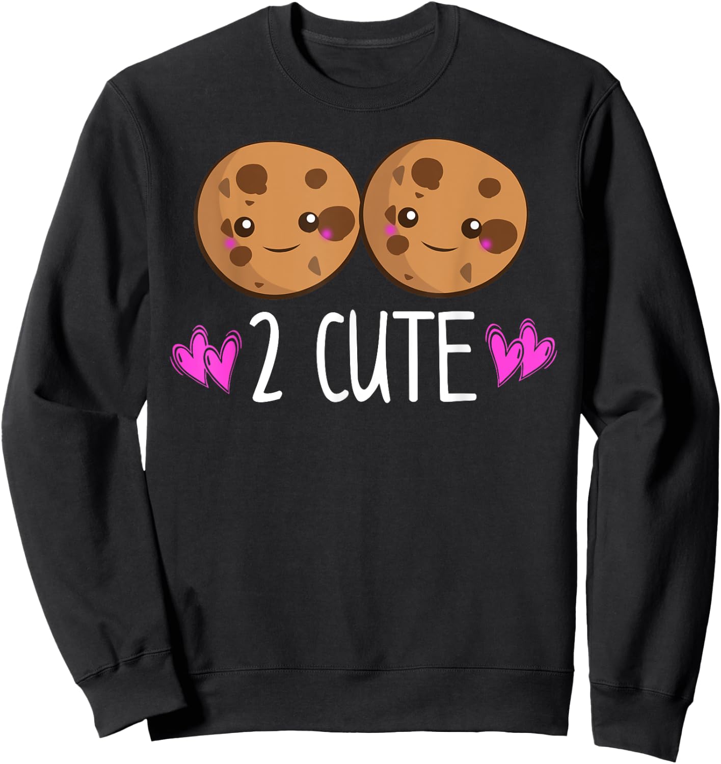 Cookies 2 CUTE Girls Kids Toddler Twins Women Kawaii Lover Sweatshirt - Sweatshirt | Black