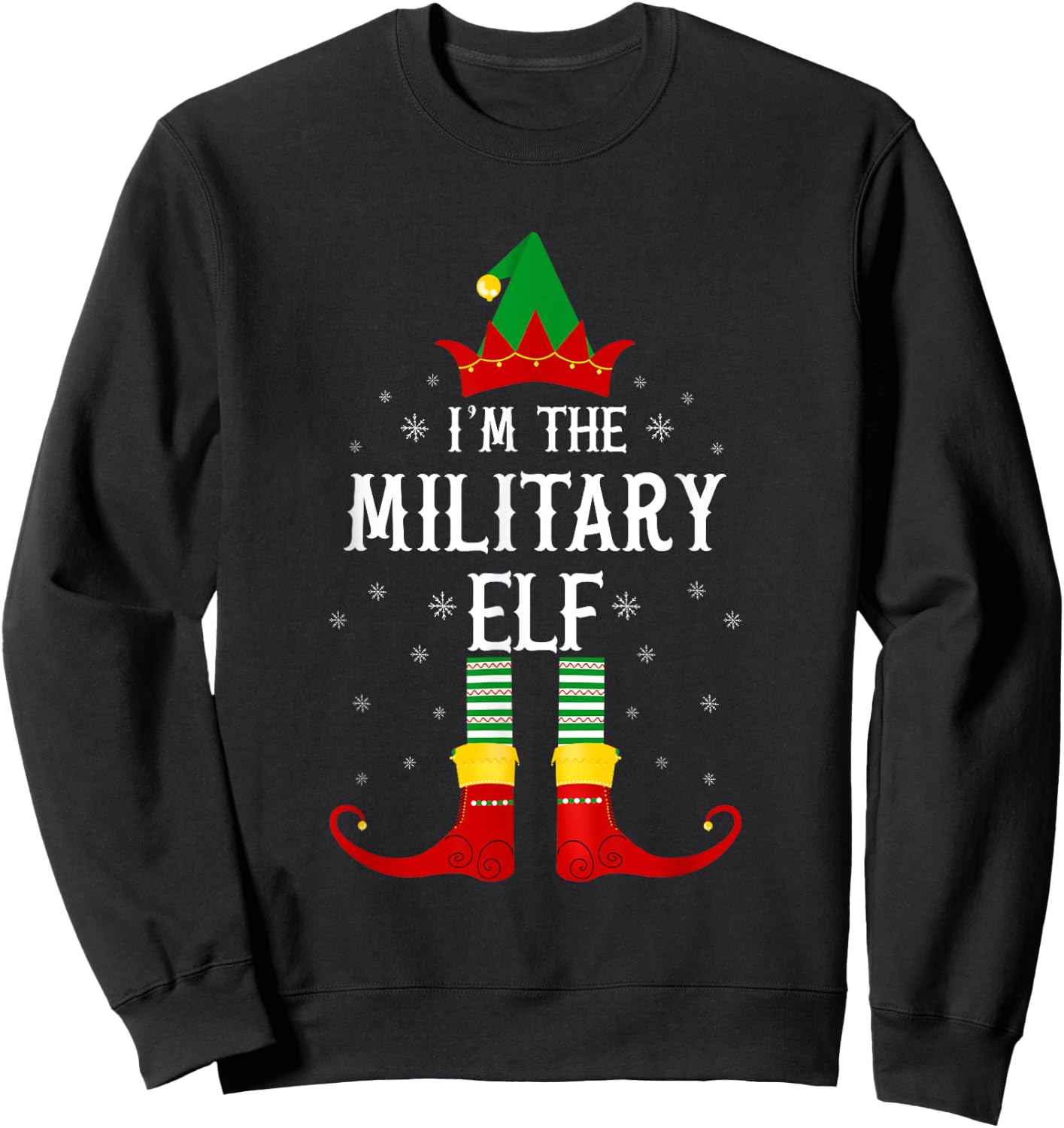 I'm the Military Elf Family Group Christmas Sweatshirt - Sweatshirt | Black