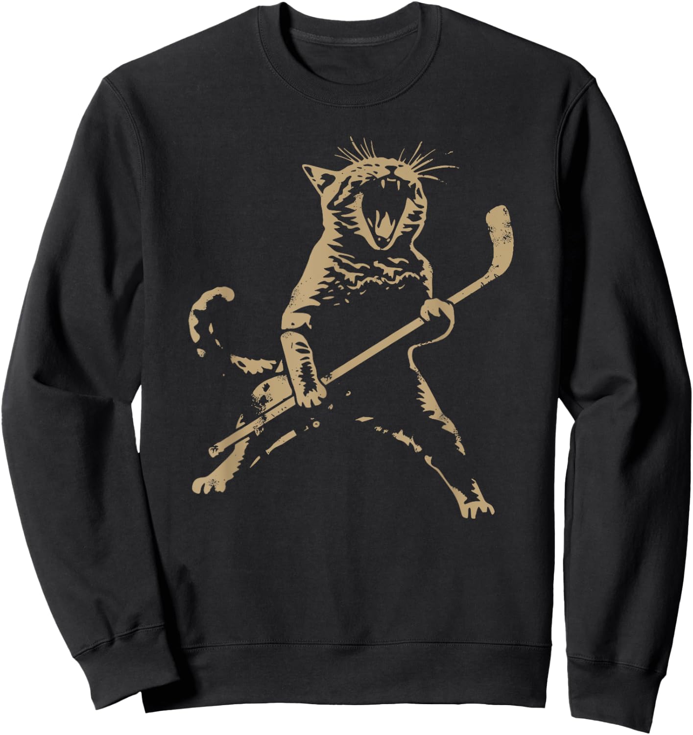 Cat playing ice hockey Women Sweatshirt - Sweatshirt | Black