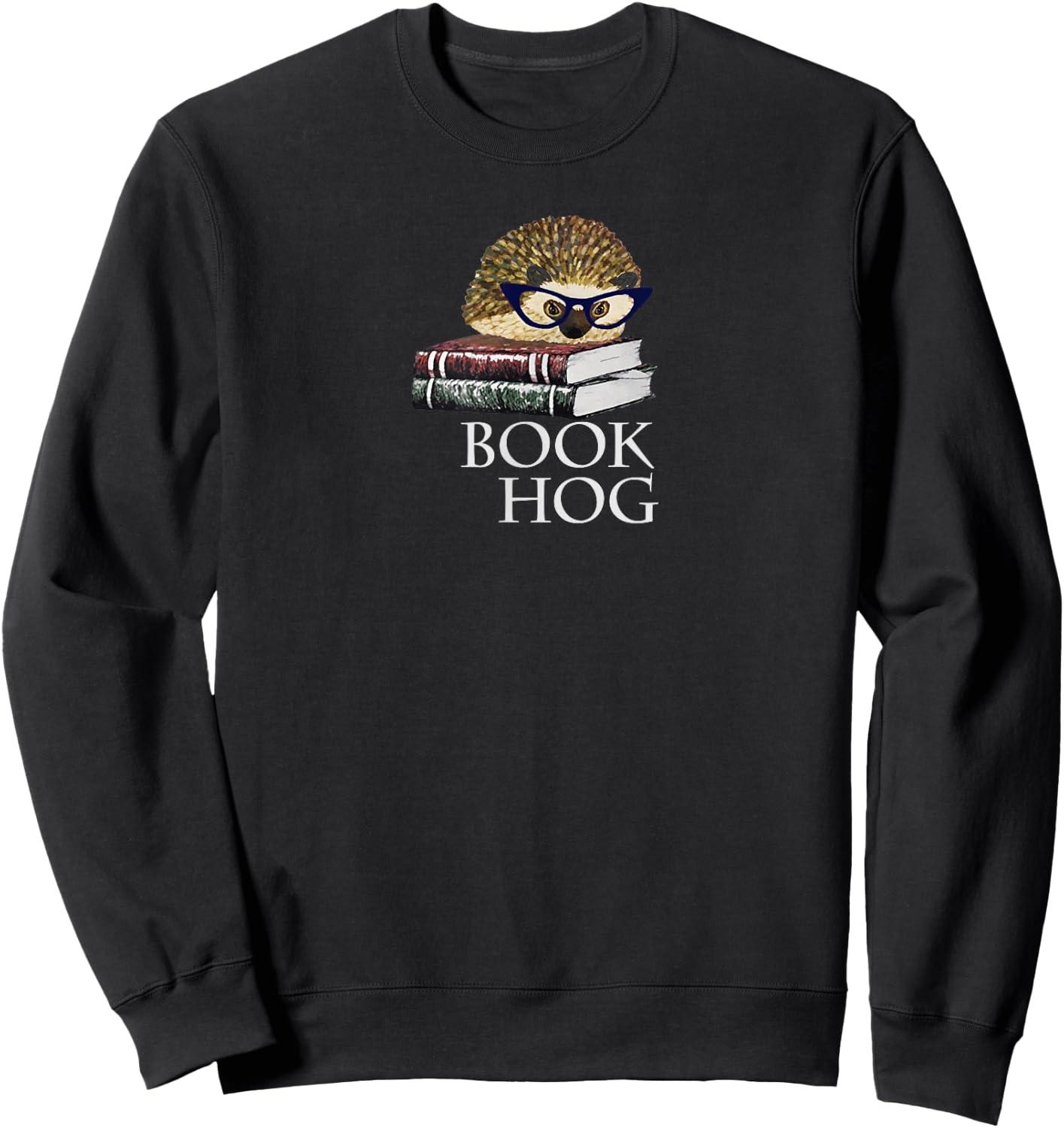 Book Hog Cute Hedgehog Reading Shirt Sweatshirt - Sweatshirt | Black