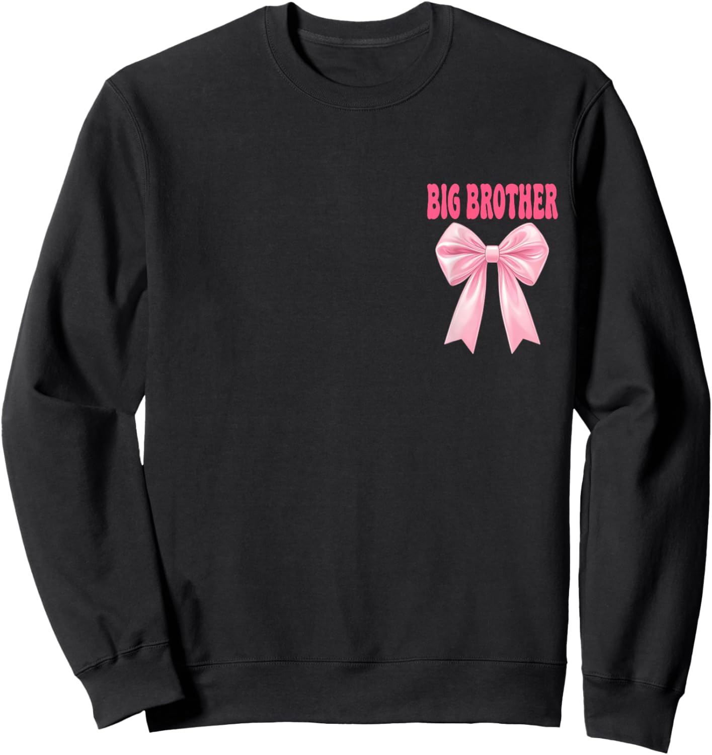 Big Brother Birthday Girl Matching Coquette Pink Bow Sweatshirt - Sweatshirt | Black