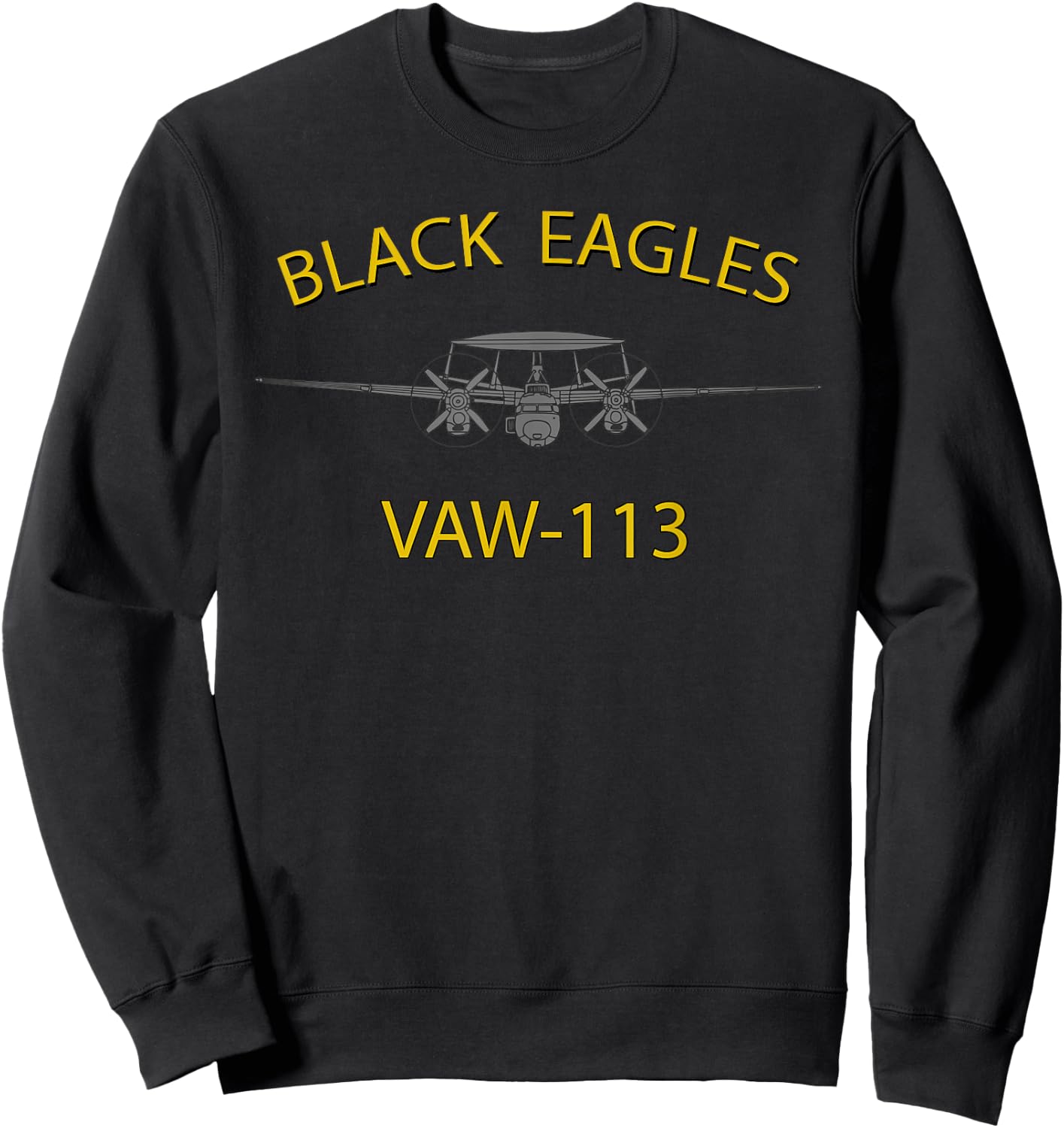 VAW-113 "Black Eagles" Squadron E-2 Hawkeye Sweatshirt - Sweatshirt | Black