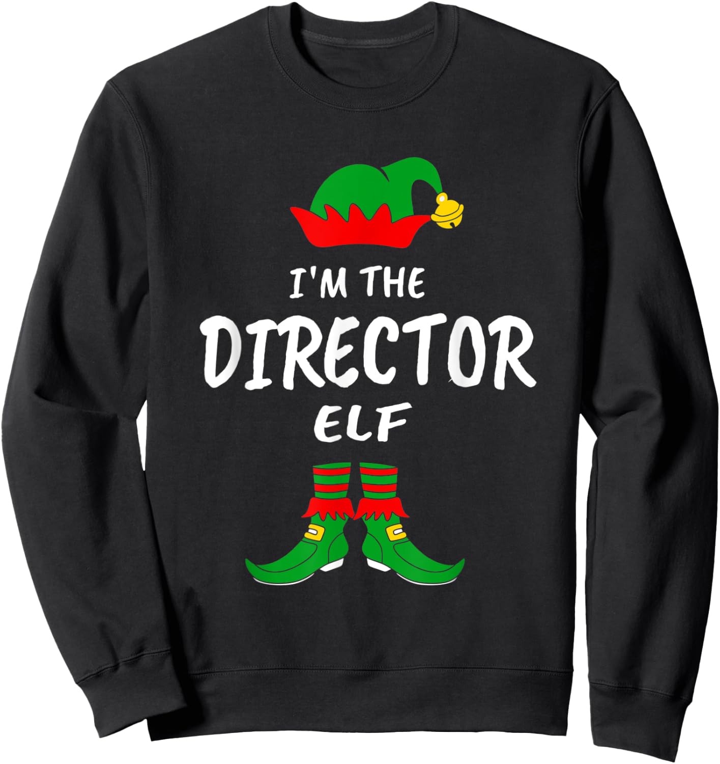I'm The Director Elf Cute Matching Family Pajamas Christmas Sweatshirt - Sweatshirt | Black