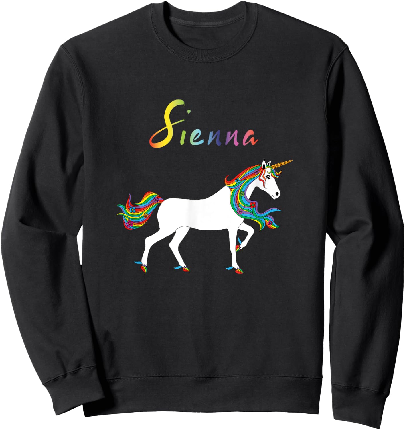 Sienna Personalized First Name Unicorn Sweatshirt - Sweatshirt | Black