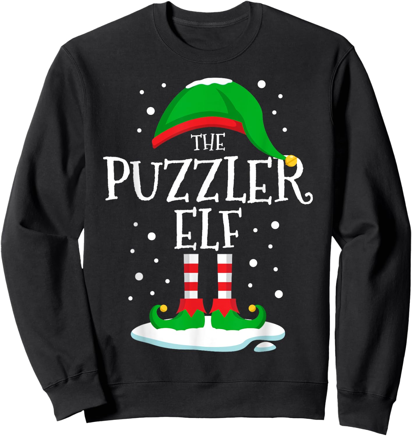 The Puzzler Elf Christmas Family Matching Xmas Group Funny Sweatshirt - Sweatshirt | Black