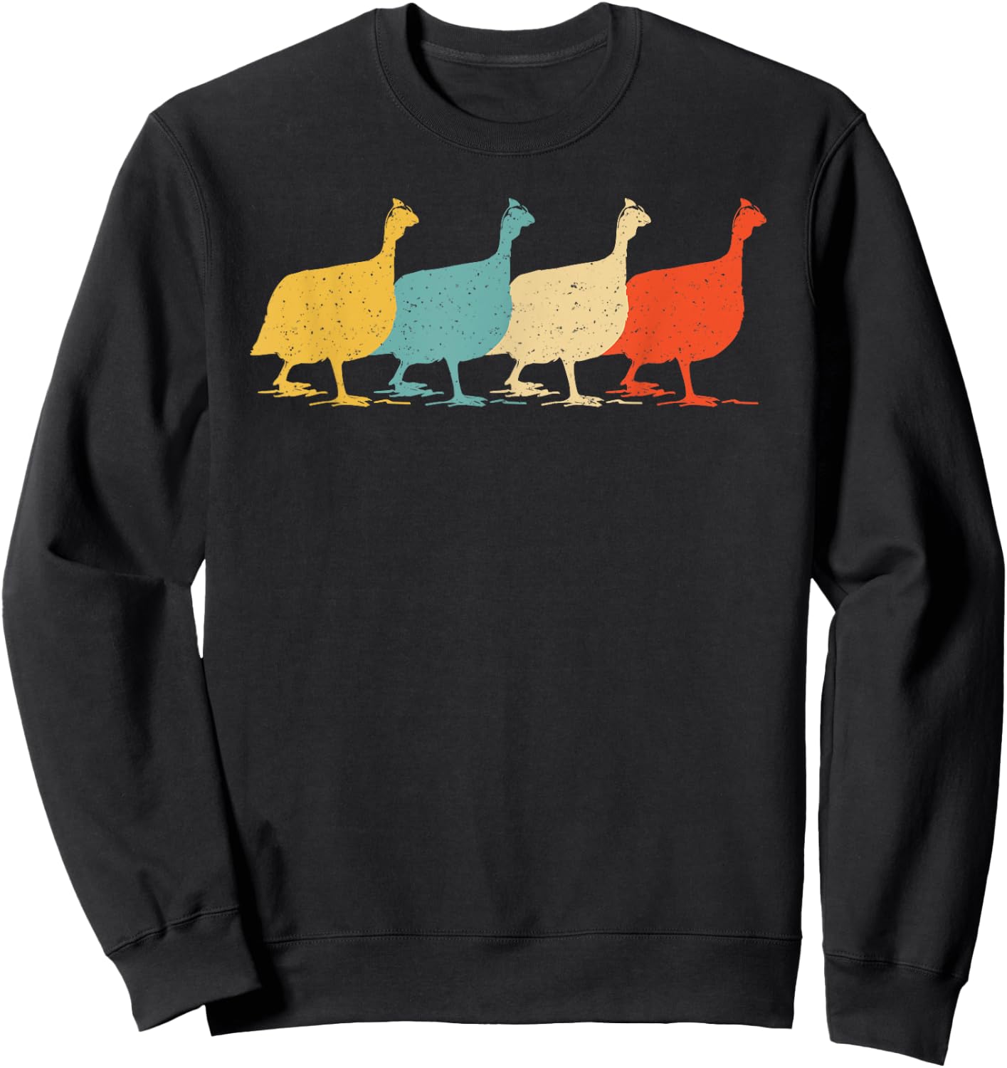 Guinea Fowl Vintage Retro Pearl hen Bird Lover 60s 70s Gift Sweatshirt - Sweatshirt | Black