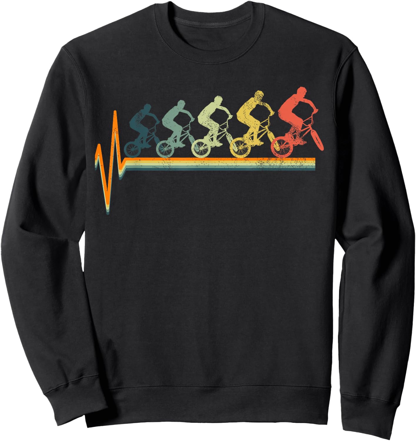 BMX Heartbeat Biker Stunt Love Gift Sweatshirt - Sweatshirt | Black