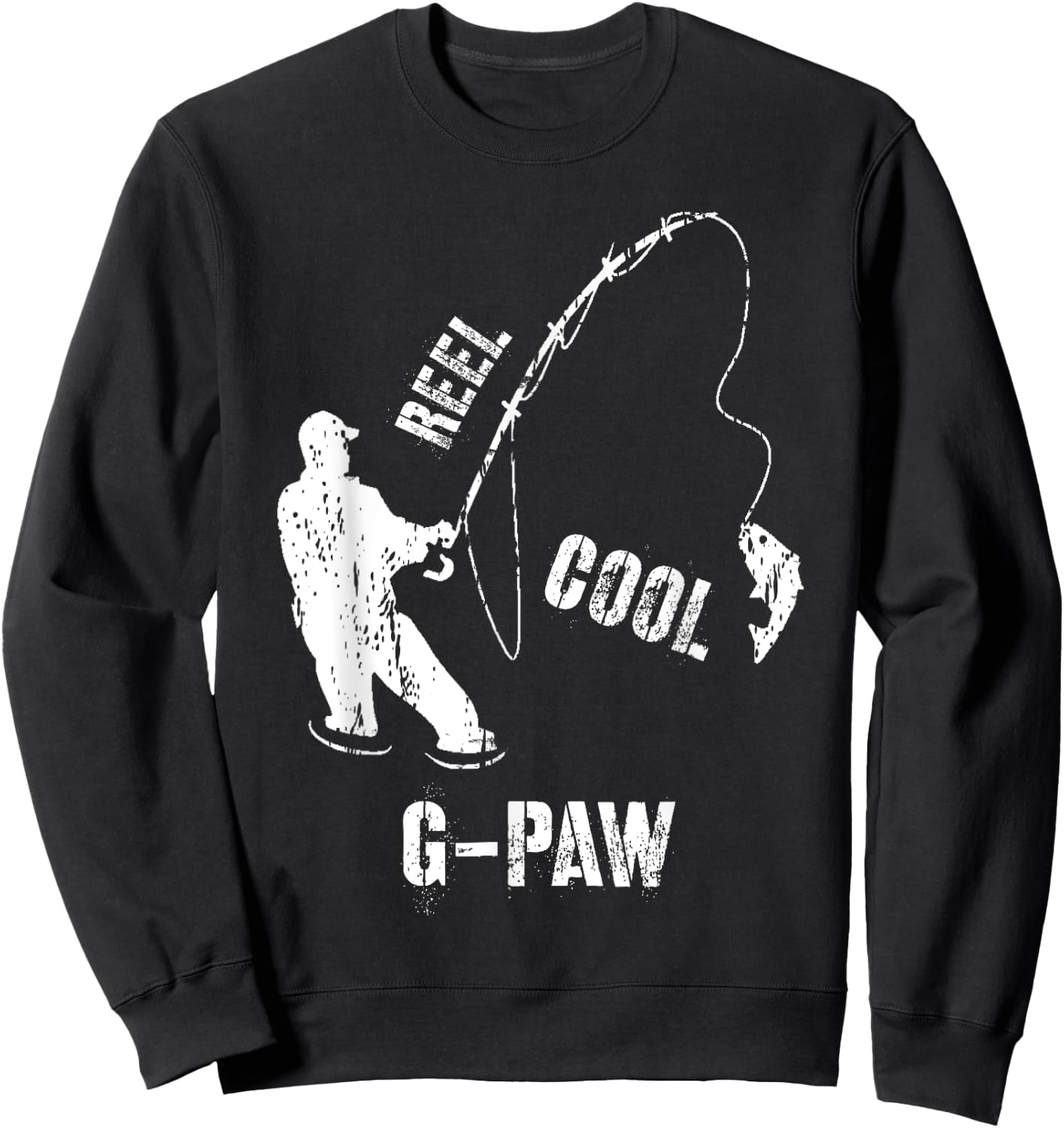 Vintage Reel Cool G-Paw Fishing Fisherman Grandfather Gift Sweatshirt - Sweatshirt | Black