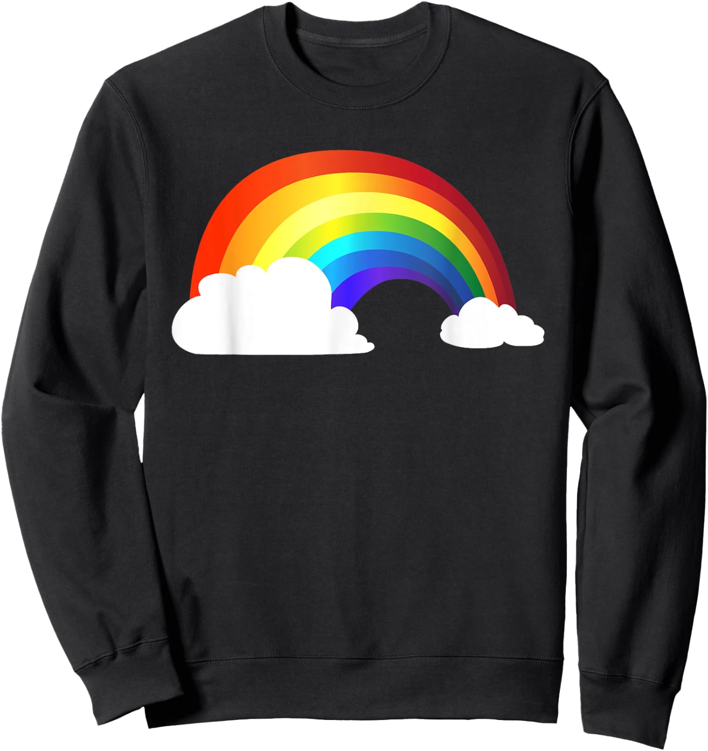 Rainbow - Shiny Rainbow in the Clouds Sweatshirt - Sweatshirt | Black