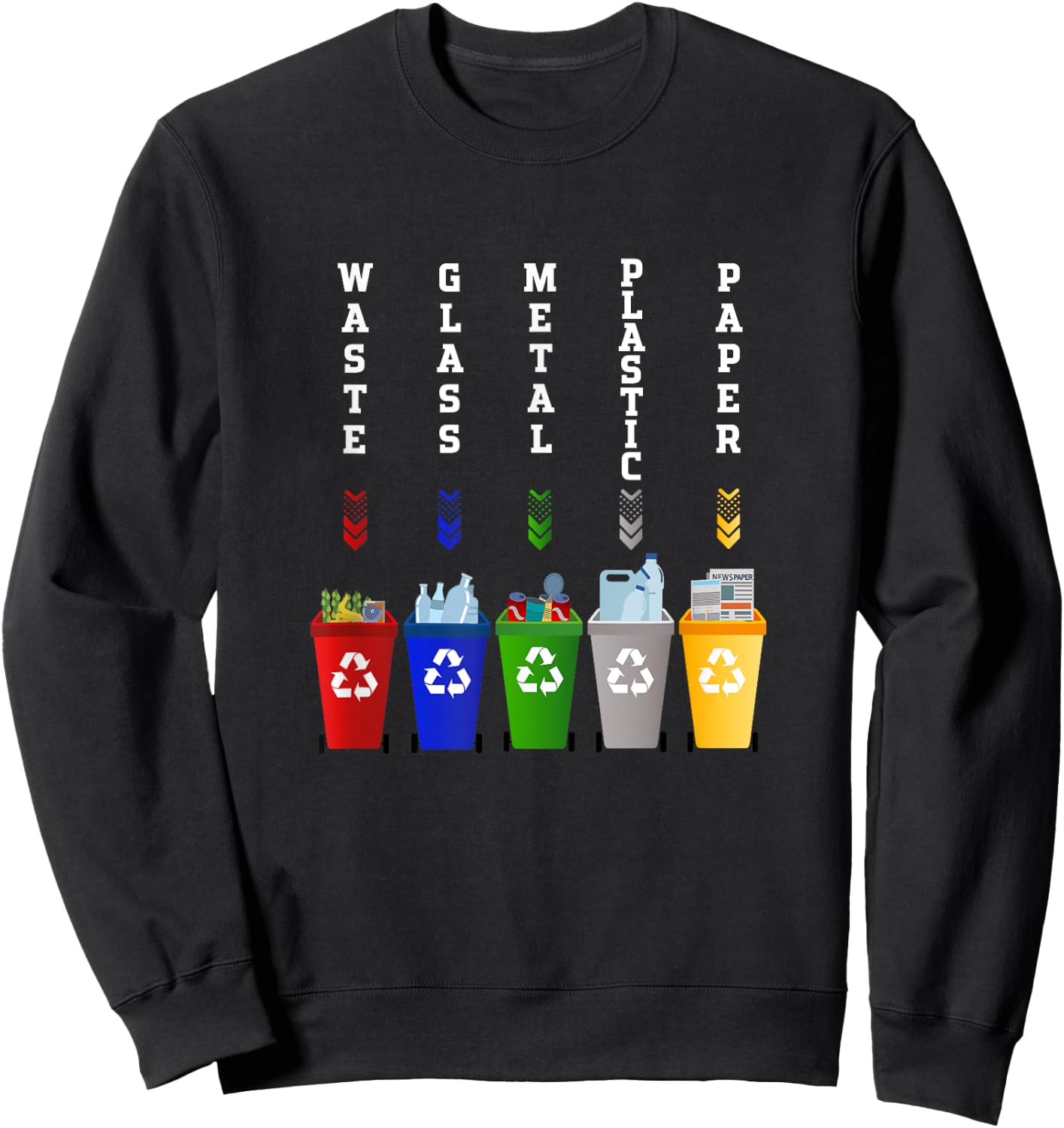Recycling Trash Sorting bins Sweatshirt - Sweatshirt | Black