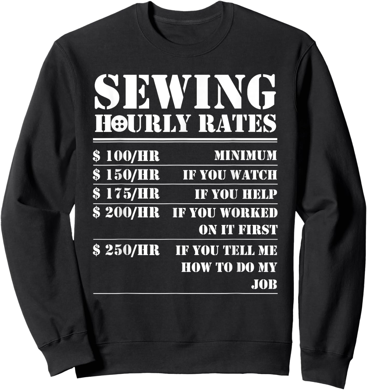 Sewing Hourly Rate Funny Sewer Labor Quilting Tailor Gifts Sweatshirt - Sweatshirt | Black