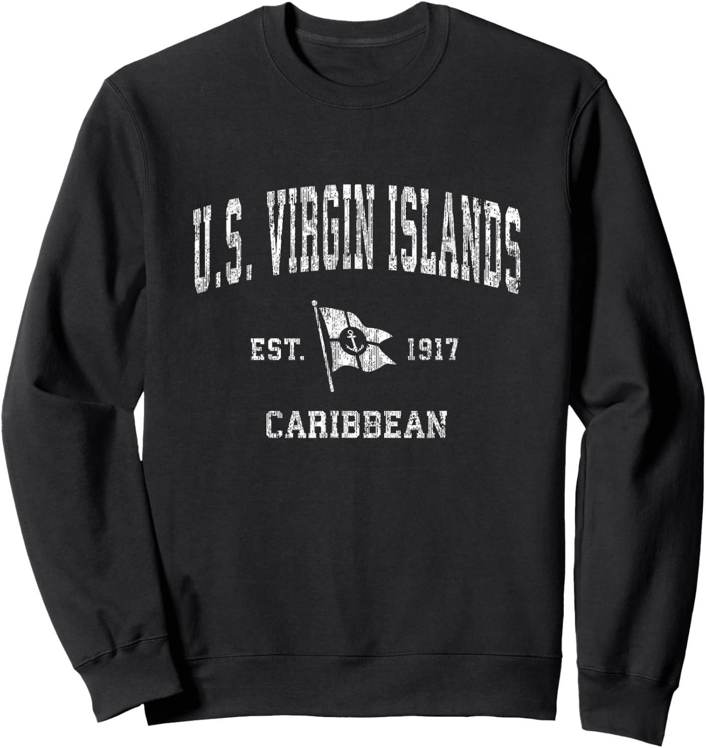U.S. Virgin Islands Vintage Nautical Boat Anchor Flag Sports Sweatshirt - Sweatshirt | Black