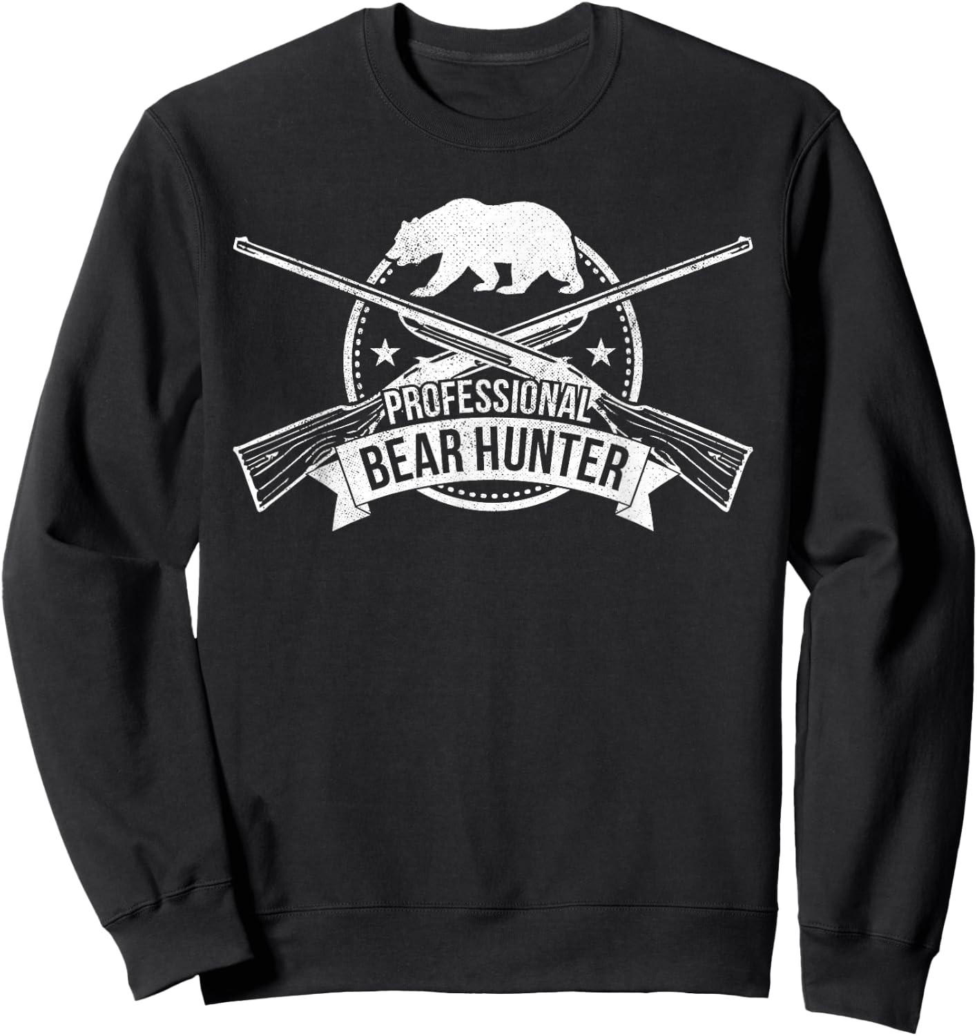 Professional Bear Hunter Crossed Rifles Hunting Sweatshirt - Sweatshirt | Black
