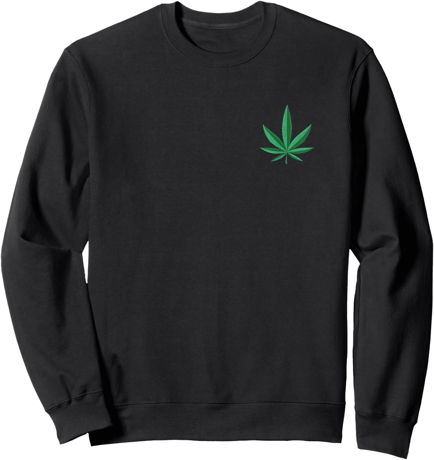 Small Marijuana Leaf Cannabis 420 Weed Sweatshirt - Sweatshirt | Black