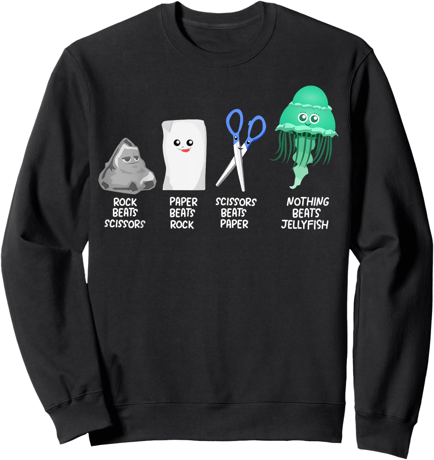 Kids Rock Paper Scissors Jellyfishes Dress Gift Jellyfish Sweatshirt - Sweatshirt | Black