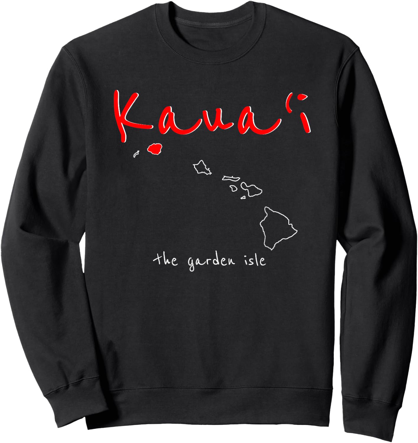 Vintage Kaua'i - The Garden Isle Map | Hawaii Aloha Gift Sweatshirt - Sweatshirt | Black