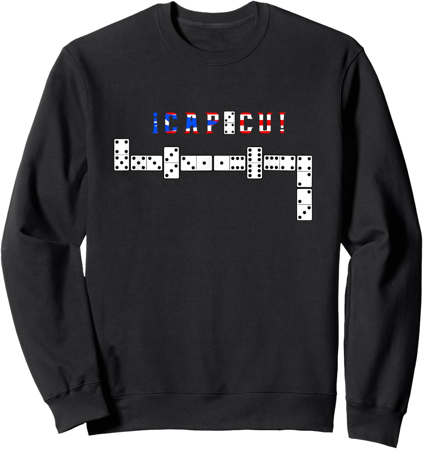 Dominoes Player Gifts By Vibes Capicu Dominoes - Black, -Adults, Short Sleeve, Small Sweatshirt - Sweatshirt | Black