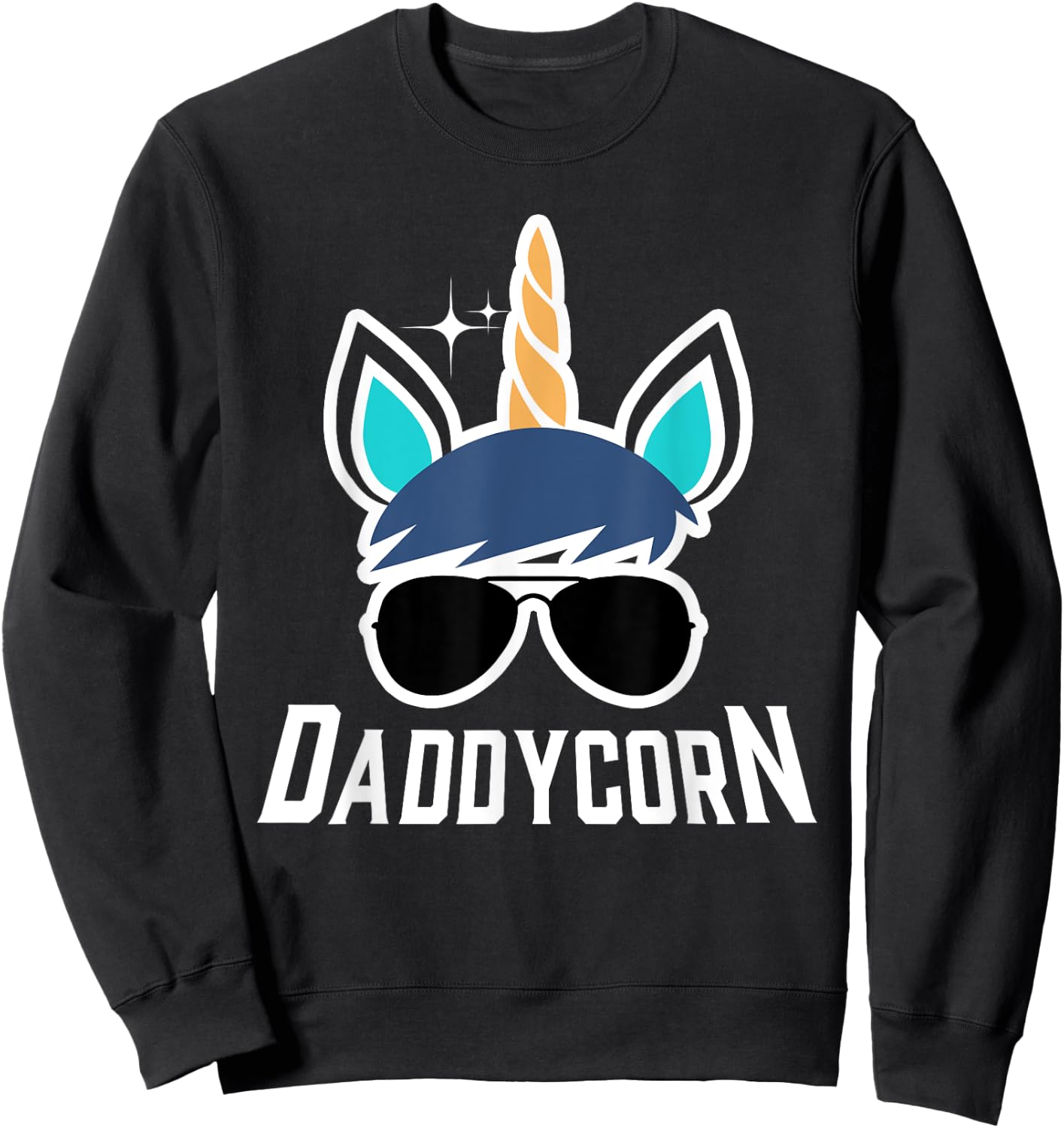 Daddycorn Unicorn Daddy And Baby Father's Day Sweatshirt - Sweatshirt | Black