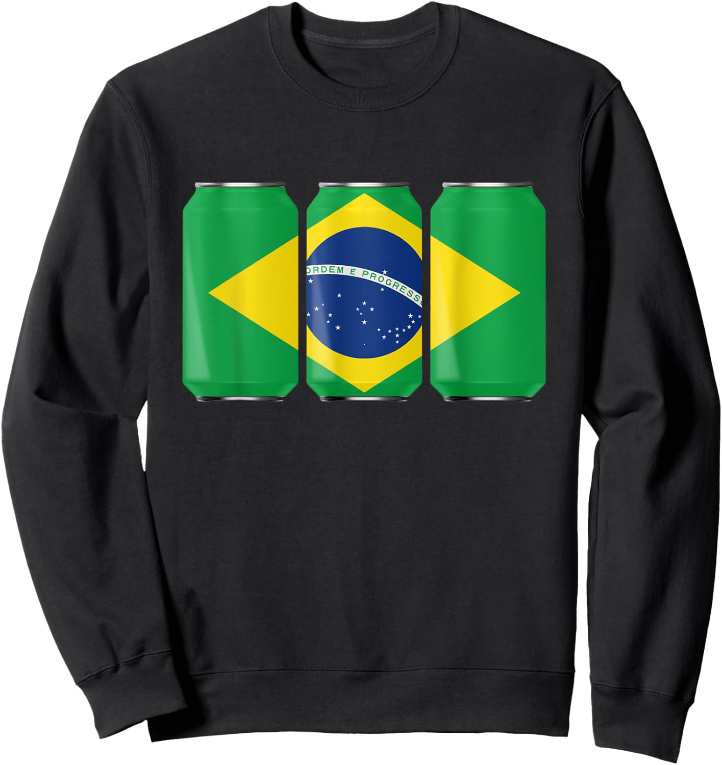 Patriotic Beer Cans Brazil w/ Brazilian Flag Men Sweatshirt - Sweatshirt | Black