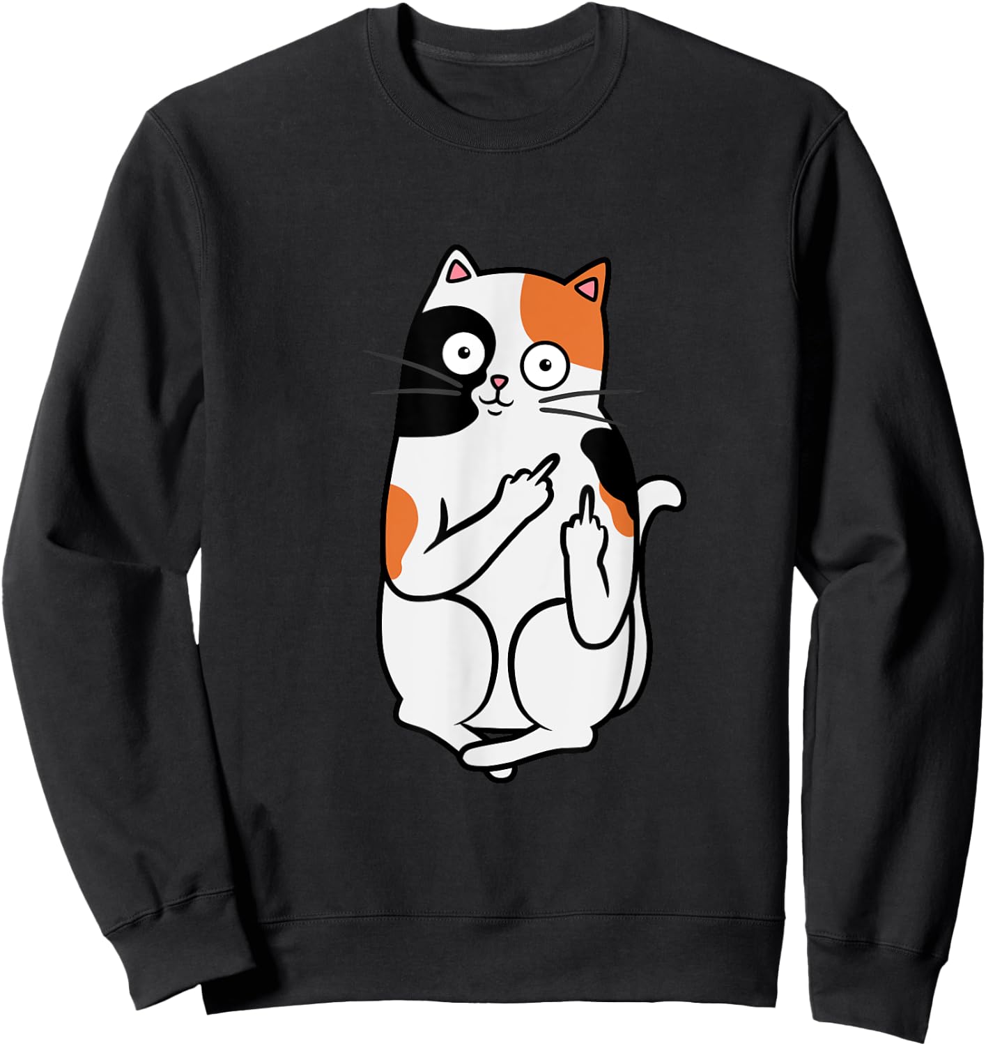 Cat Middle Finger Calico Flippin' Bird T shirt Sweatshirt - Sweatshirt | Black