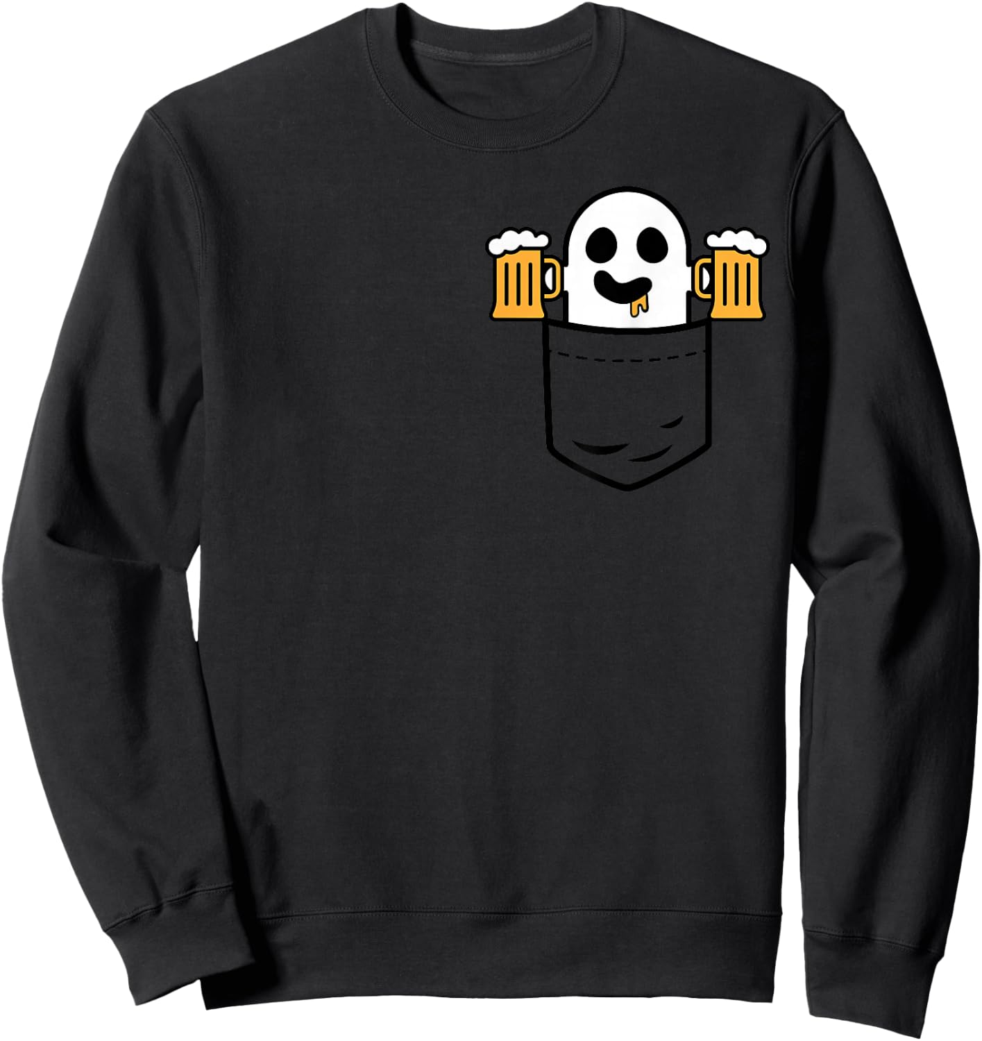 Cute Ghost In Your Pocket Drinking Beer Halloween Costume Sweatshirt - Sweatshirt | Black