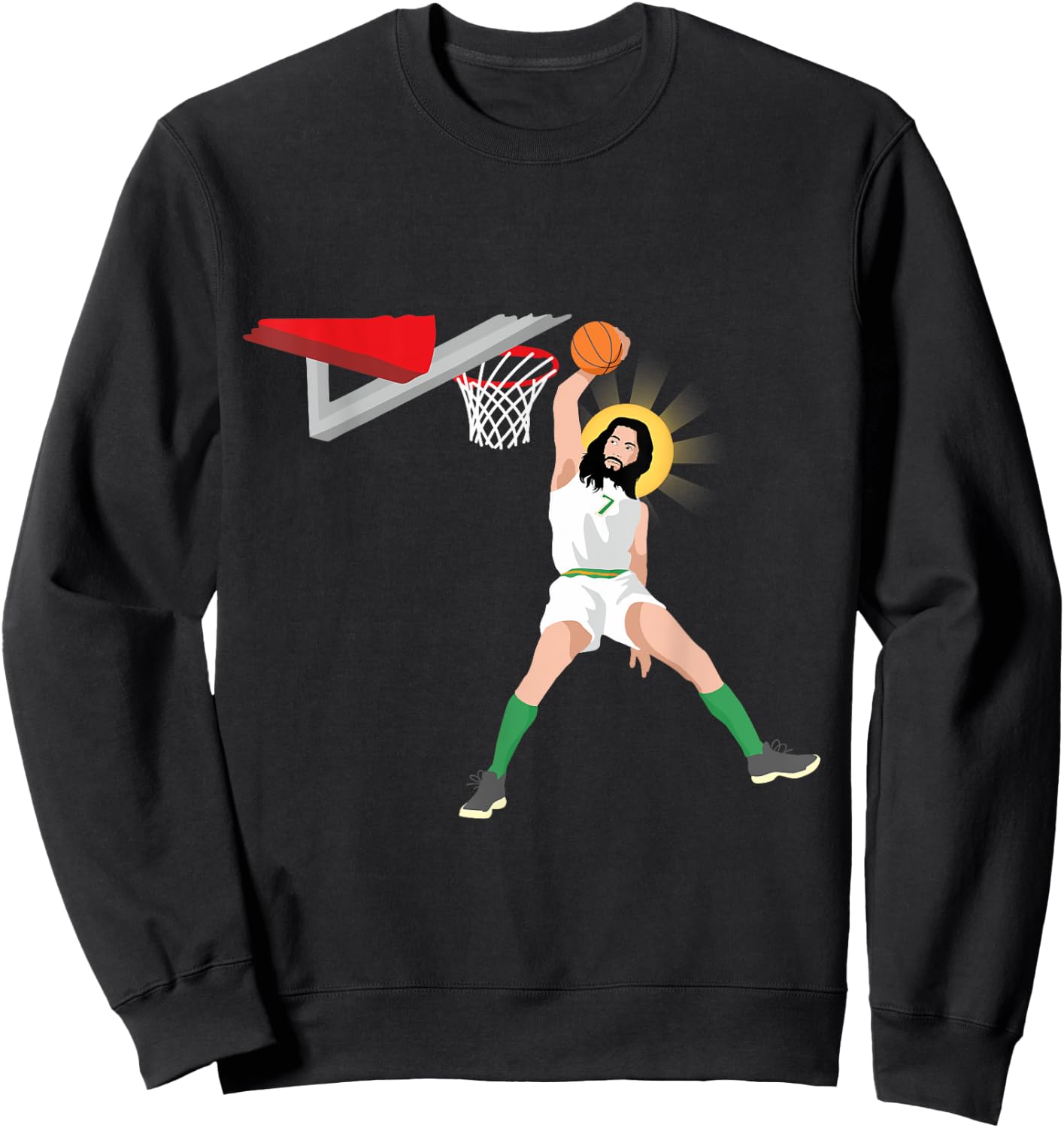 Funny Basketball Jesus Christian Humor Slam Dunk Sweatshirt - Sweatshirt | Black