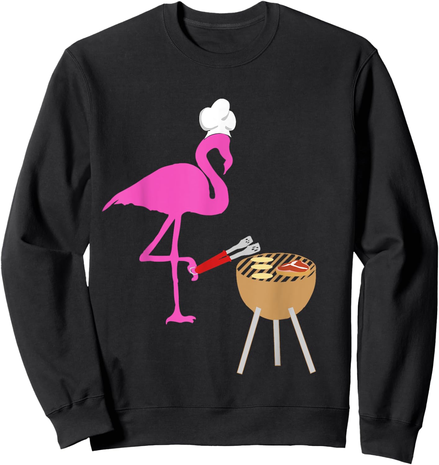 BBQ Flamingo Bird Grilling Cooking Grill Funny Barbecue Sweatshirt - Sweatshirt | Black