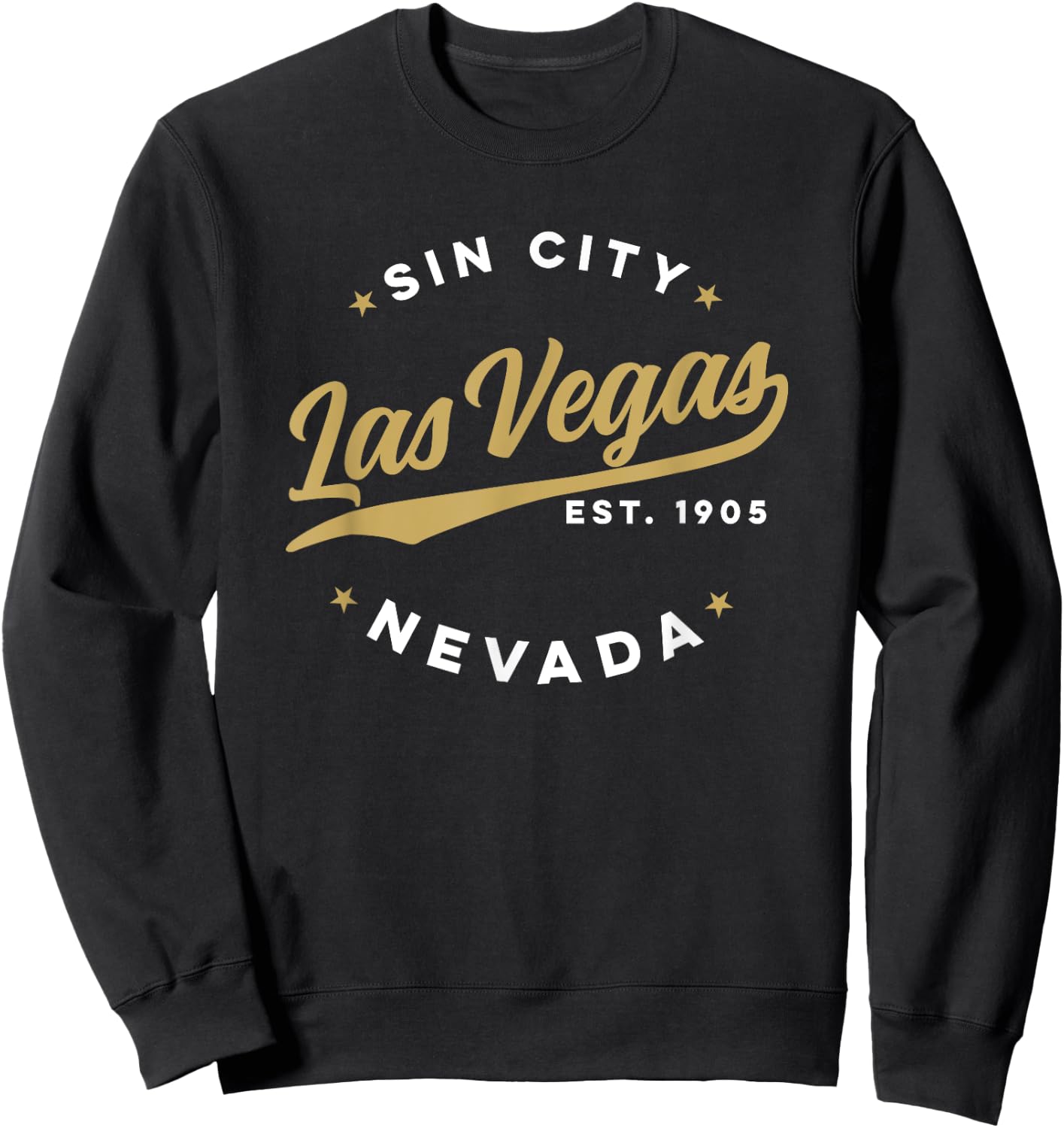 Classic Retro USA City Vintage Las Vegas Sin City Nevada Glam Text Sweatshirt - Sweatshirt | Black