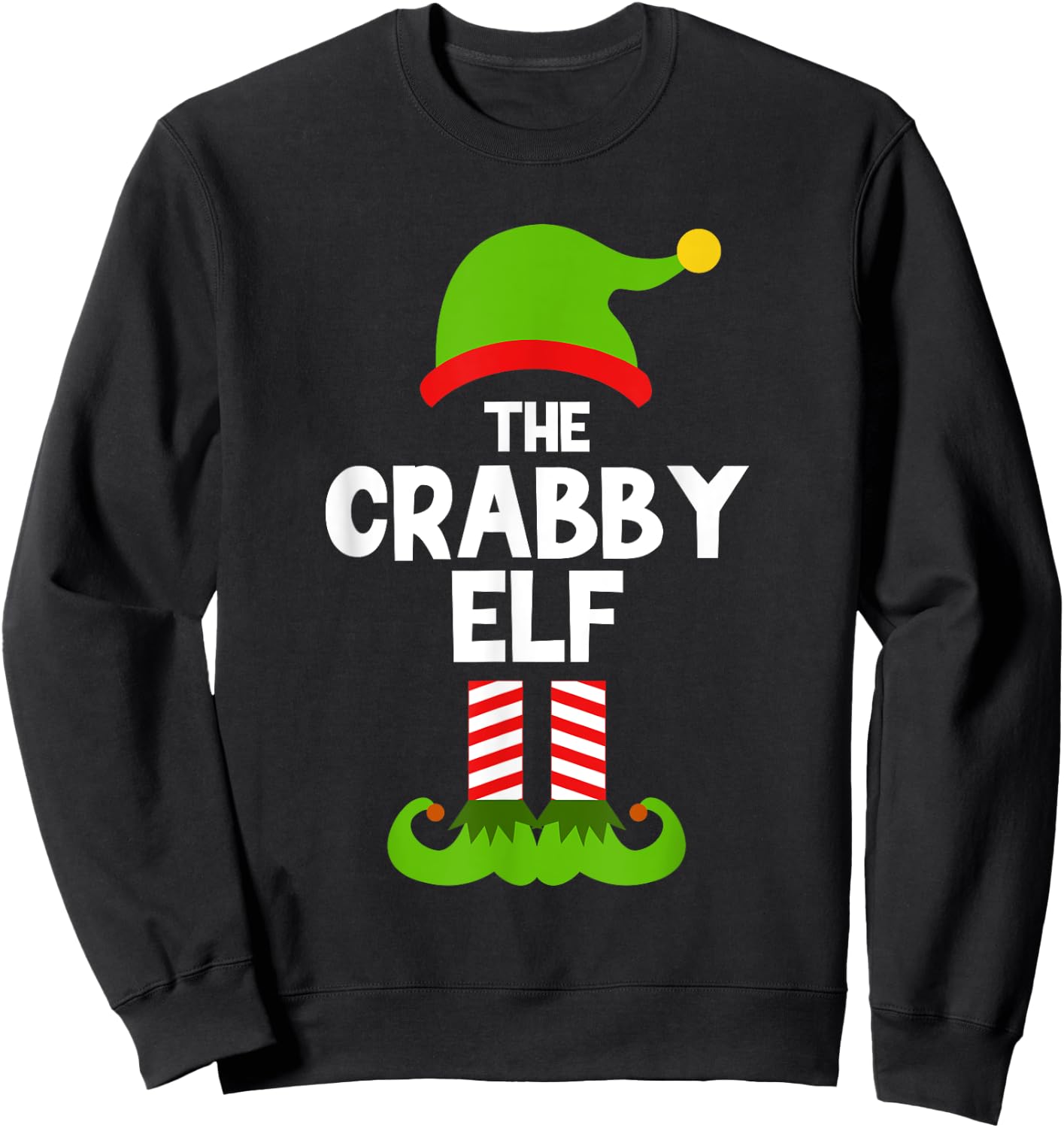 Funny The Crabby Elf Christmas Family Party Pajama Sweatshirt - Sweatshirt | Black
