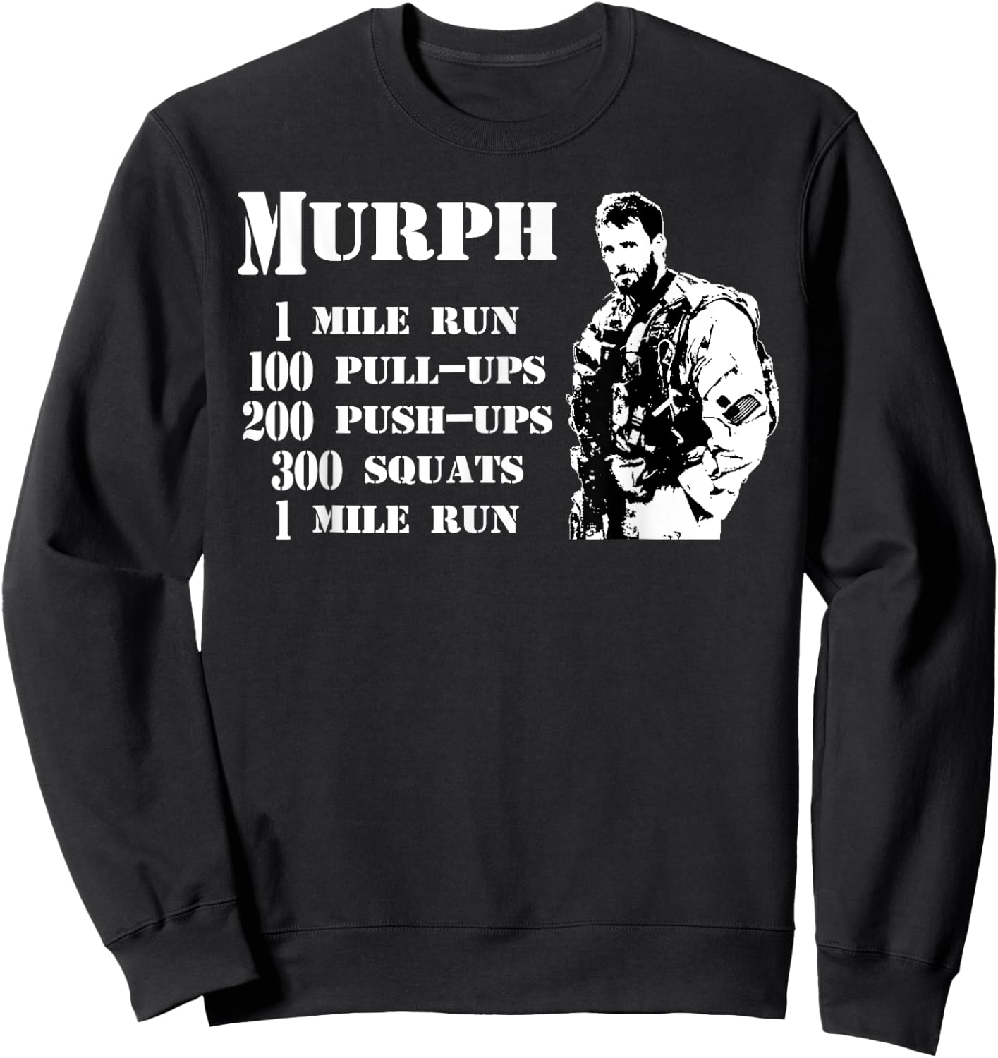 Murph Workout Exercise Challenge Patriotic WOD Gift Sweatshirt - Sweatshirt | Black