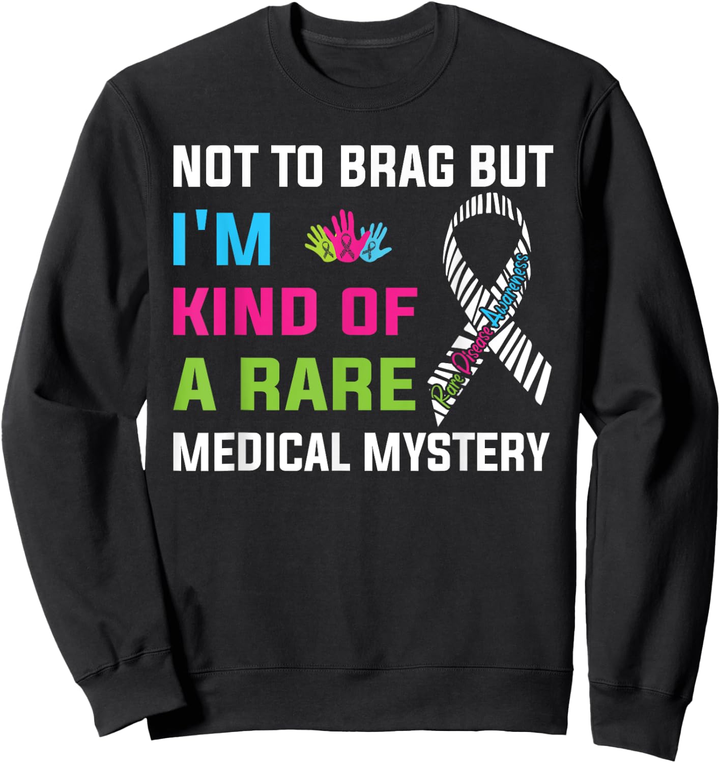 Rare Disease Awareness Day 2025 Rare Genes Zebra Ribbon Sweatshirt - Sweatshirt | Black