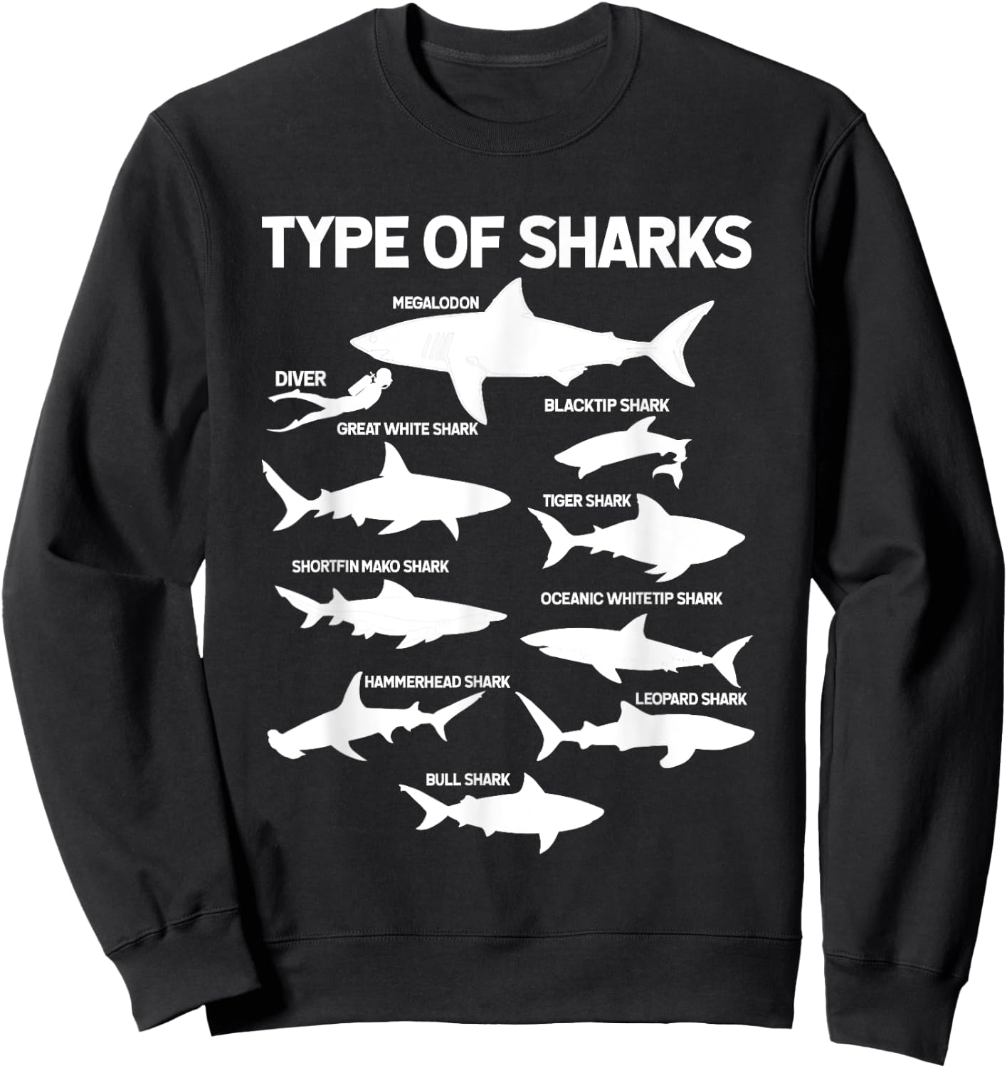 9 Types Of Sharks Ocean Sea Shark Lovers Gifts Women Sweatshirt - Sweatshirt | Black